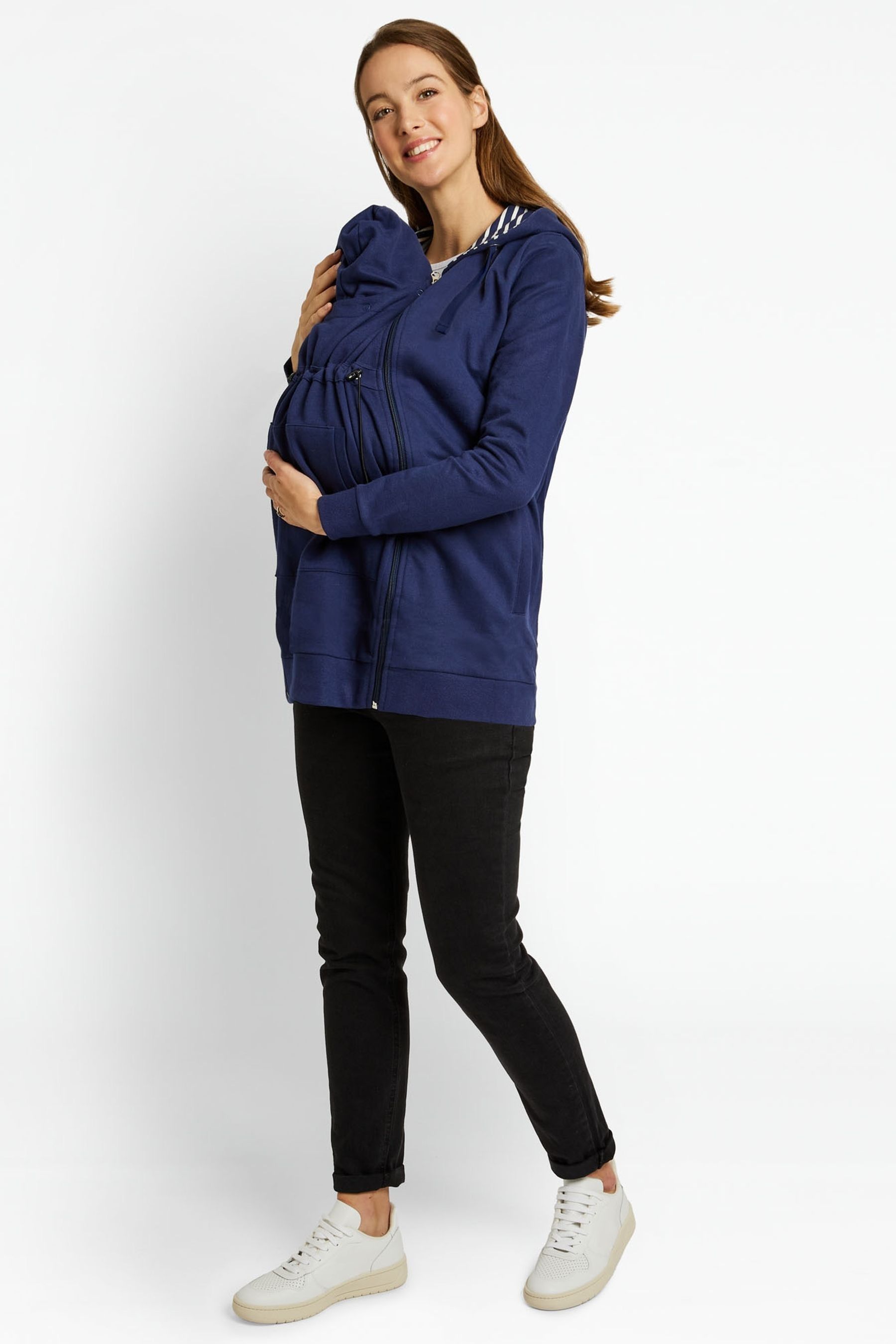 JoJo Maman Bebe Navy Blue 3 in 1 Hoodie with Baby Carrier Panel