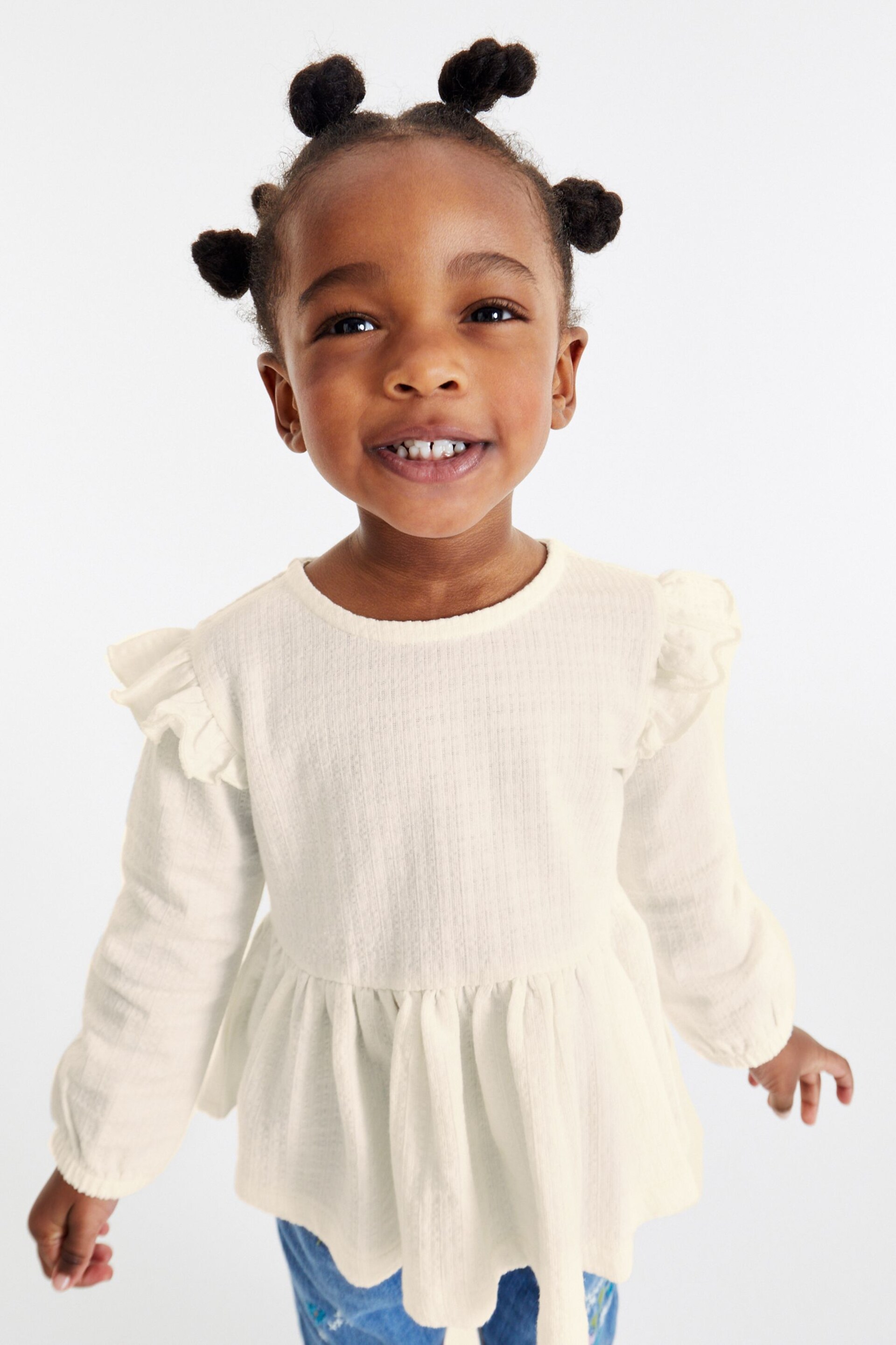 White Collar Frill Textured Blouse (3mths-7yrs) - Image 1 of 7