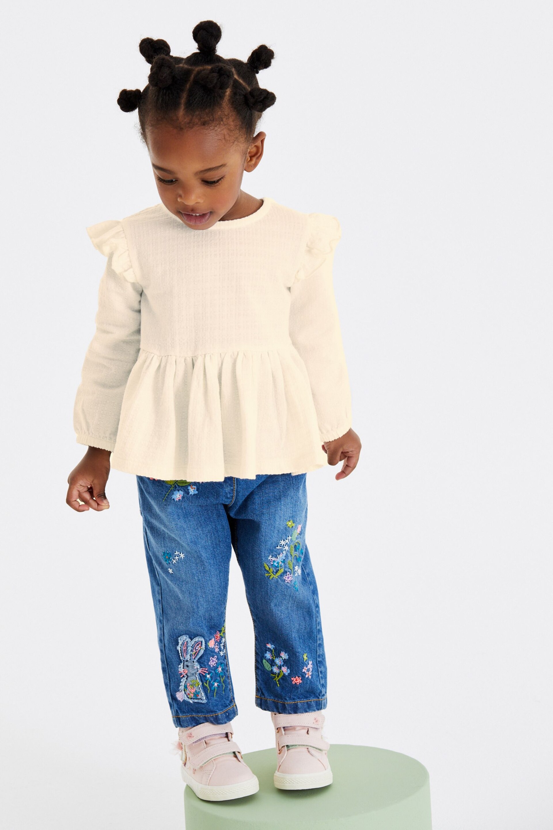 White Collar Frill Textured Blouse (3mths-7yrs) - Image 2 of 7