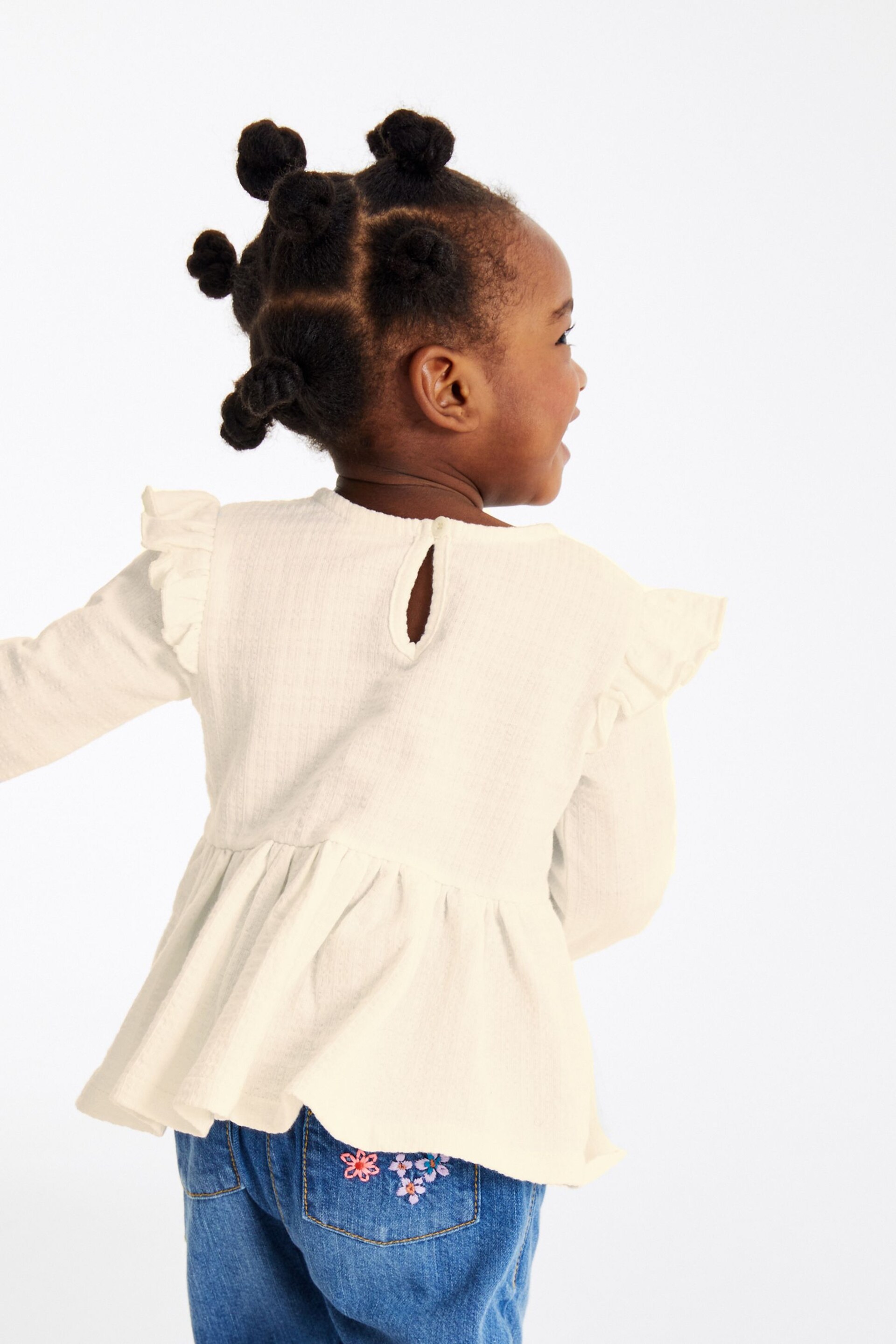White Collar Frill Textured Blouse (3mths-7yrs) - Image 3 of 7