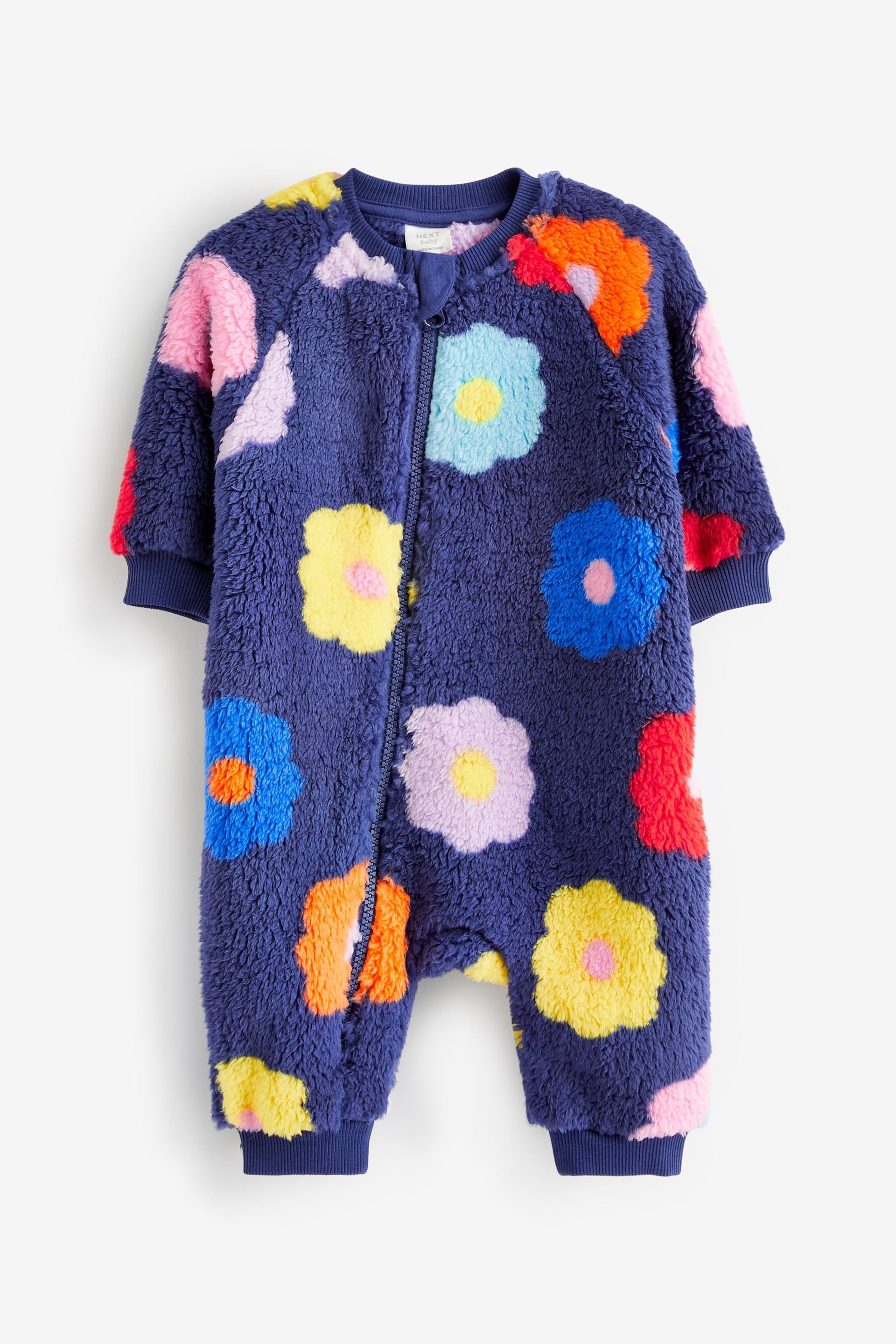 Navy Fleece Baby Sleepsuit - Image 5 of 7