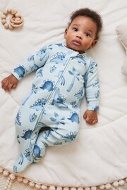 Blue Fleece Lined Baby Sleepsuit - Image 1 of 5
