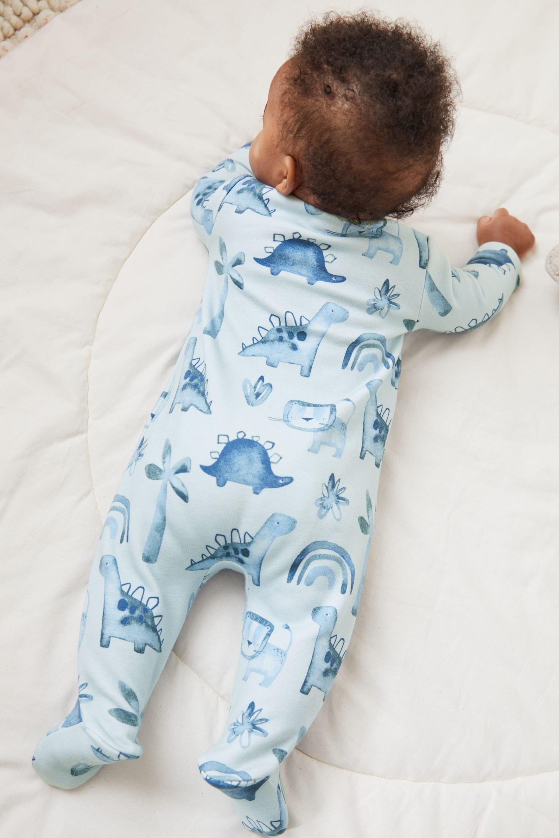 Blue Fleece Lined Baby Sleepsuit - Image 2 of 5