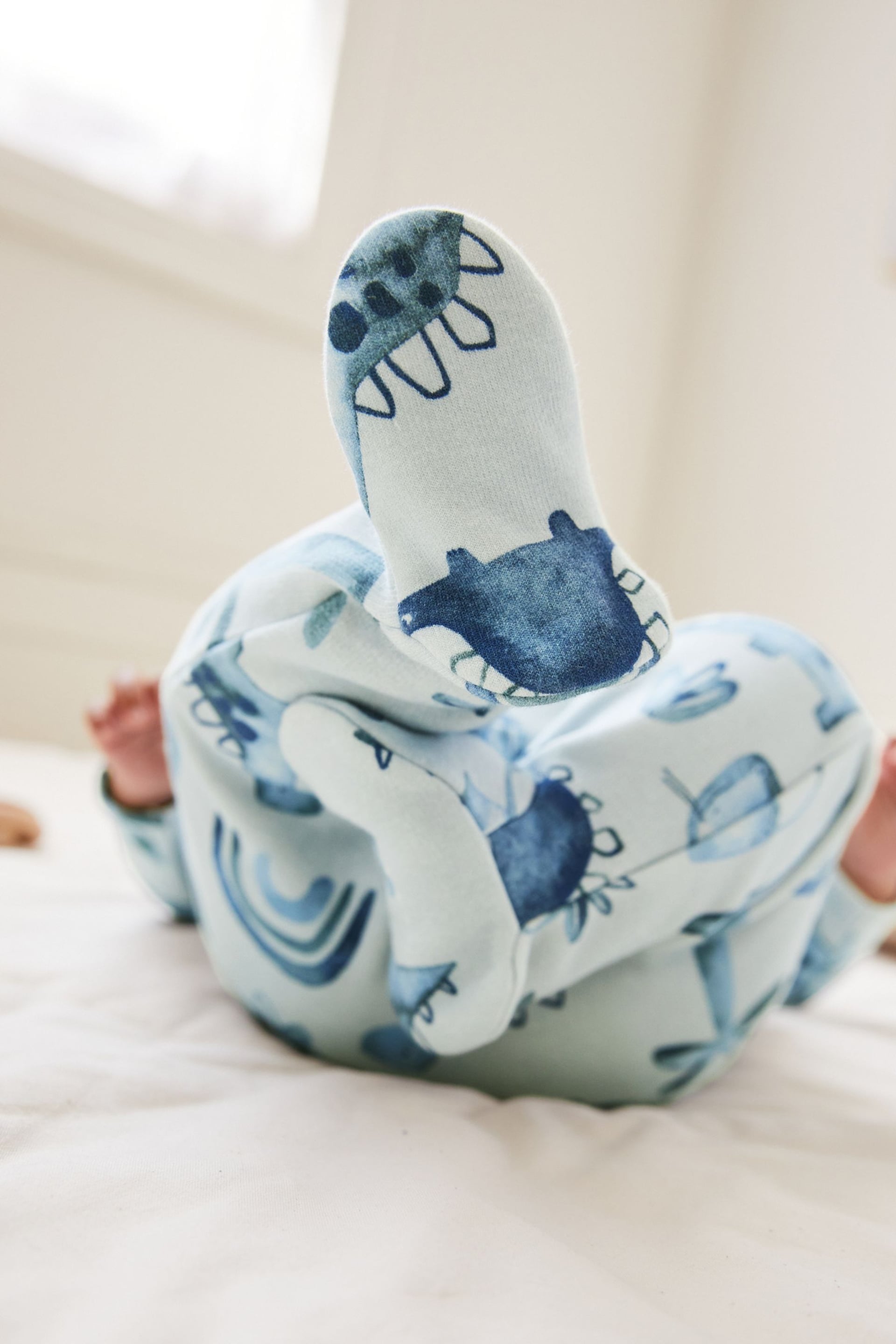 Blue Fleece Lined Baby Sleepsuit - Image 3 of 5
