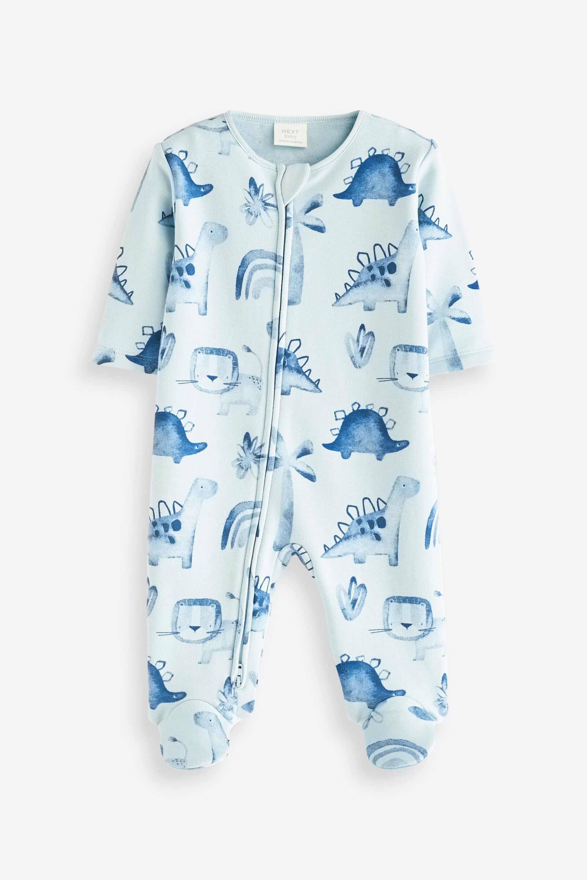 Blue Fleece Lined Baby Sleepsuit - Image 4 of 5