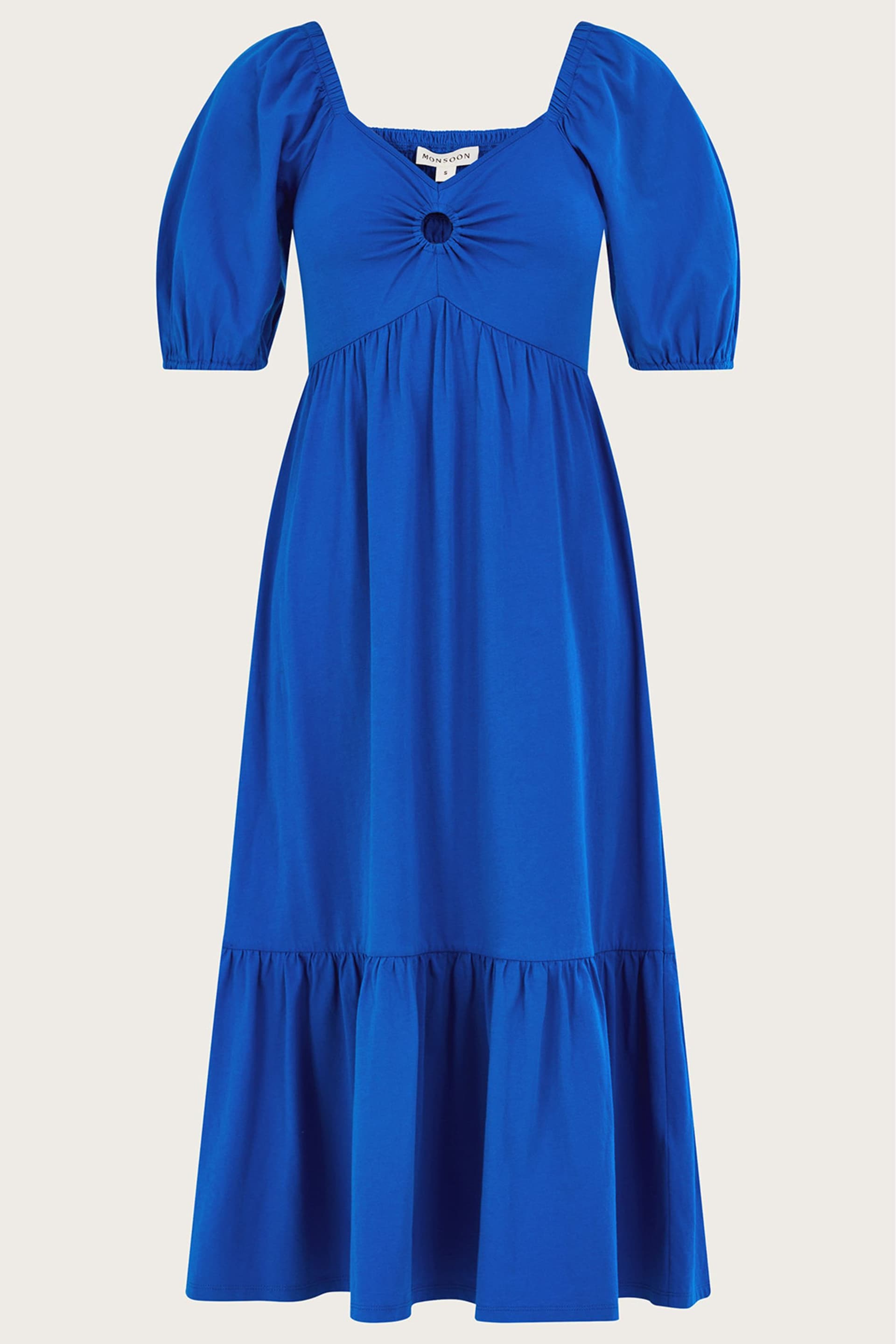 Monsoon Blue Plain Ring Detail Midi Dress - Image 6 of 6