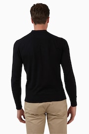 Jeff Banks Black Long Sleeve Knit Polo Shirt - Image 2 of 4