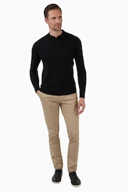 Jeff Banks Black Long Sleeve Knit Polo Shirt - Image 3 of 4