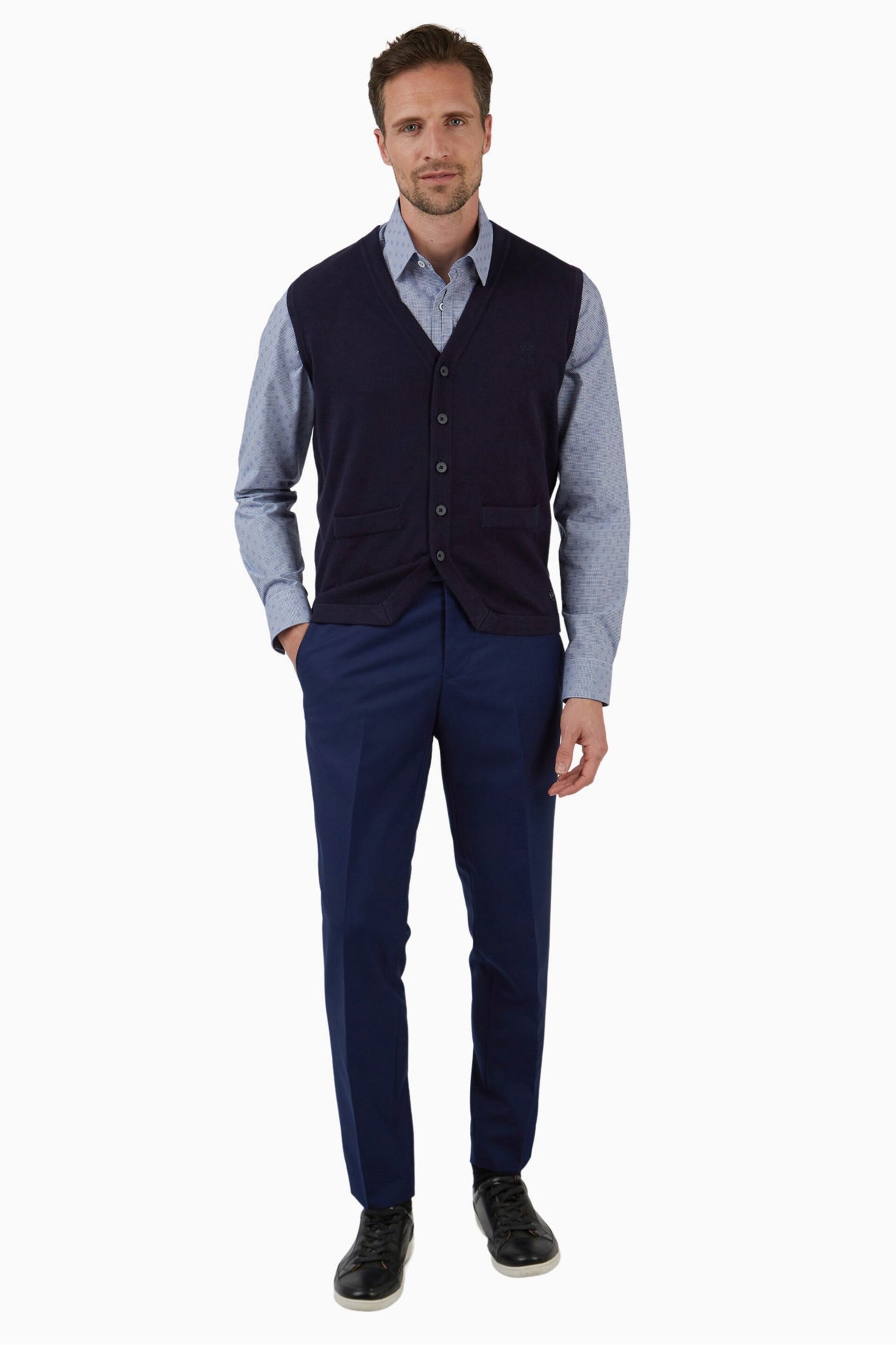 Jeff Banks Blue Knit Waistcoat - Image 3 of 5