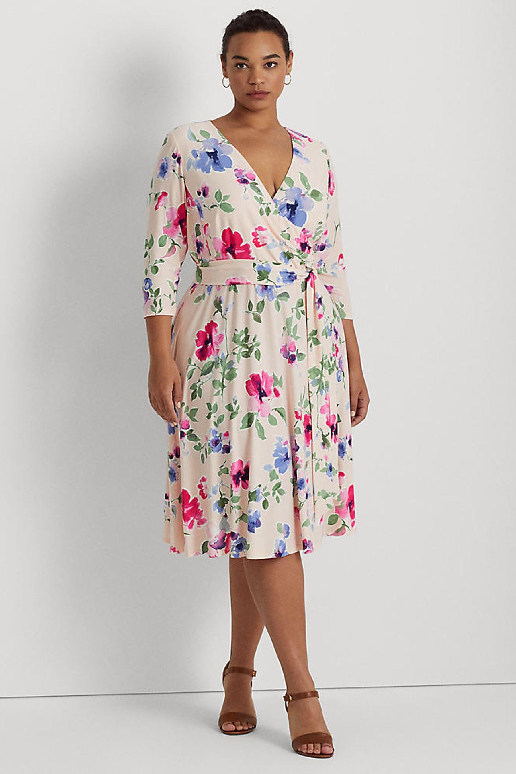 Ralph lauren pink floral dress discount