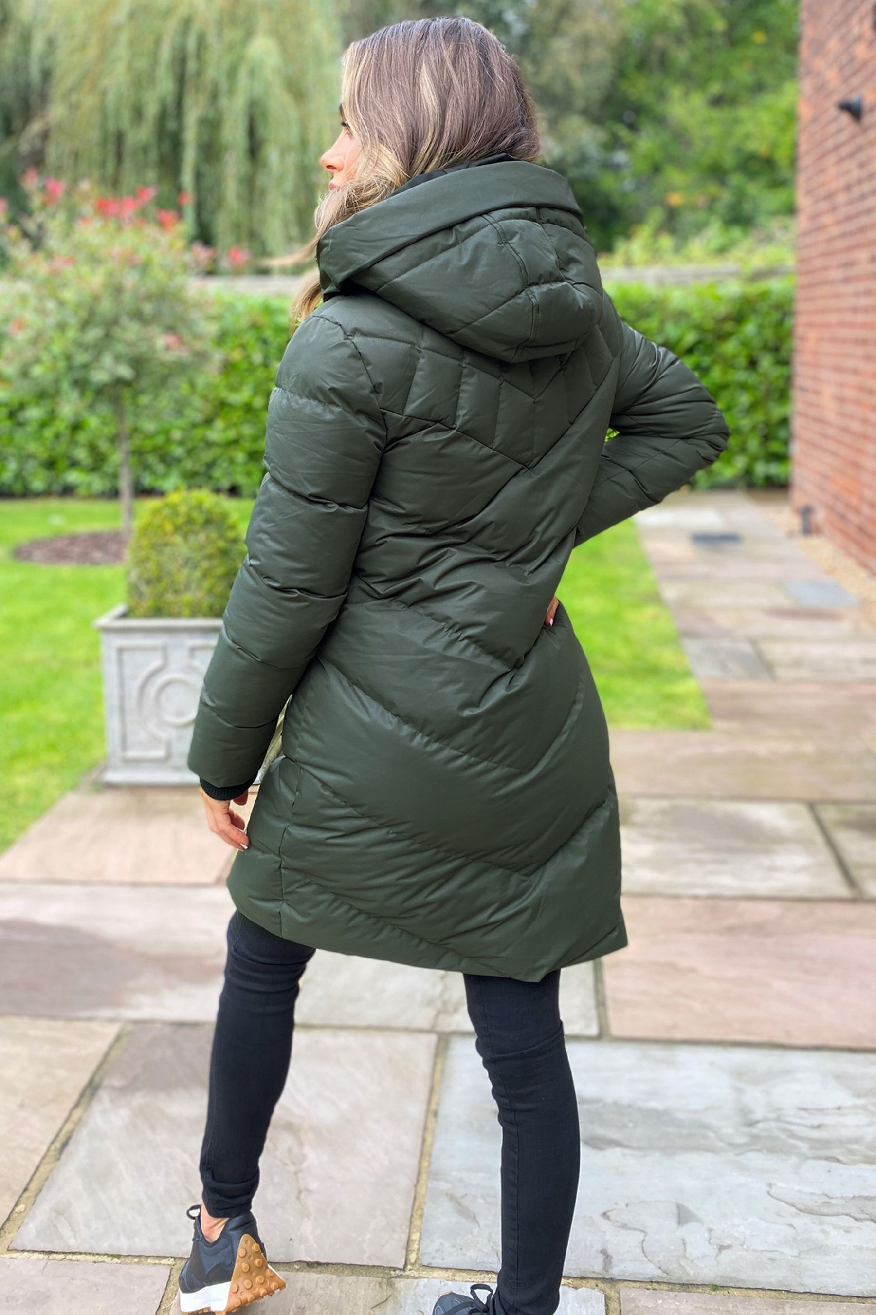 Hooded padded double zip up parka coat shop