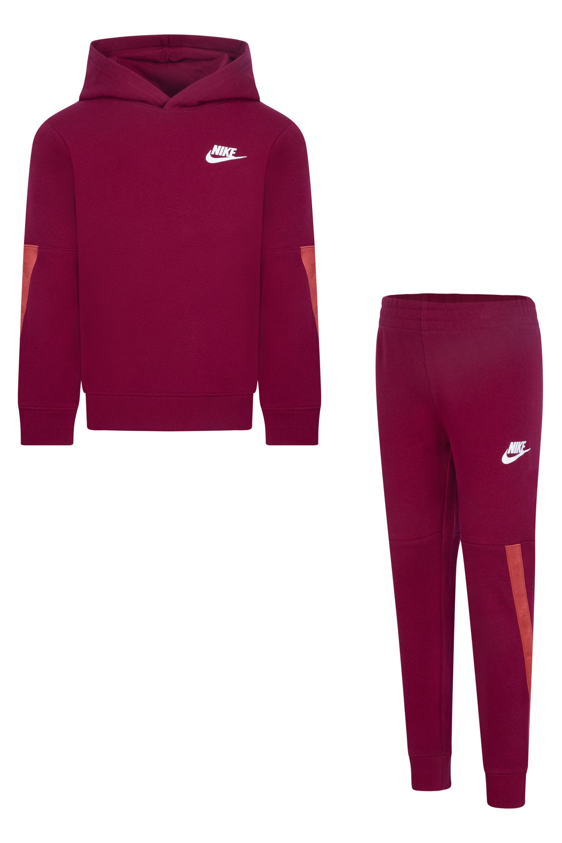 Buy Nike Burgundy Red Little Kids Fleece Tape Tracksuit from Next Luxembourg