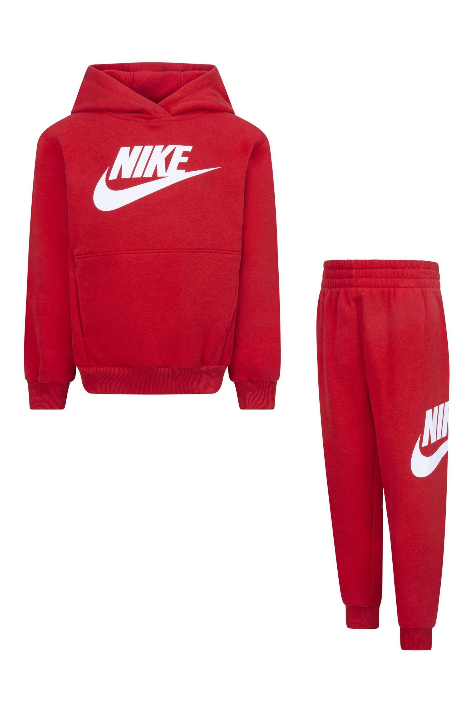 Red nike fleece sweatpants top
