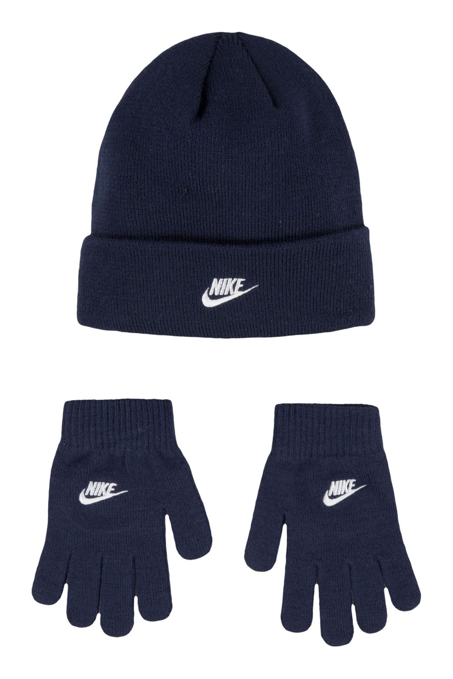 Buy Nike Navy Club Older Kids Knitted Beanie Hat and Gloves Set 8 15yrs from the Next UK online shop