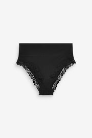 Black High Rise High Leg Ultimate Comfort Brushed Lace Trim Knickers - Image 5 of 5