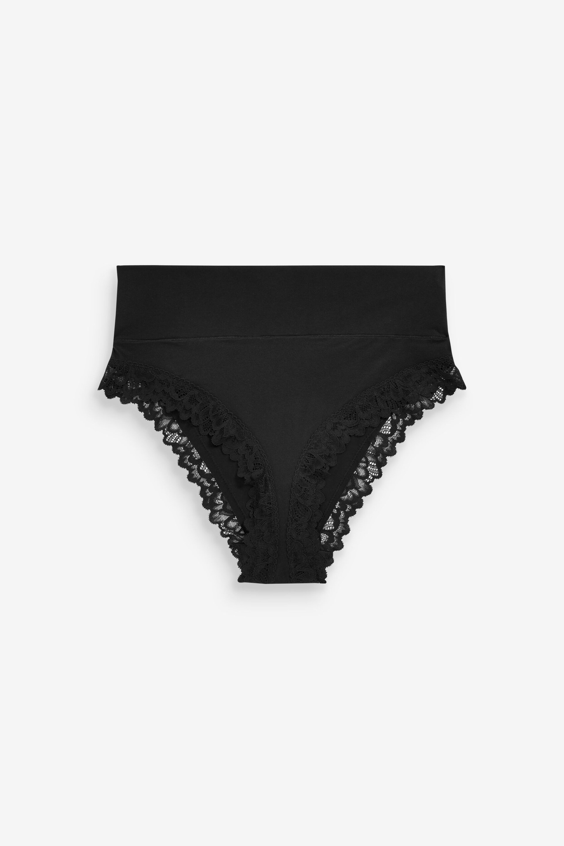 Black High Rise High Leg Ultimate Comfort Brushed Lace Trim Knickers - Image 5 of 5