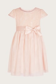 Monsoon Pink Baby Truth Sequin Lace Dress - Image 1 of 3