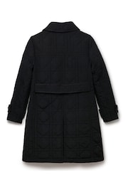 Another Sunday Diamond Quilted Padded Lightweight Midi Coat with Collar In Black - Image 4 of 5