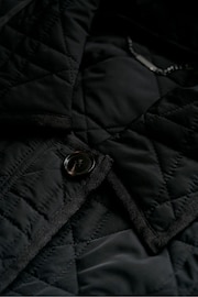 Another Sunday Diamond Quilted Padded Lightweight Midi Coat with Collar In Black - Image 5 of 5