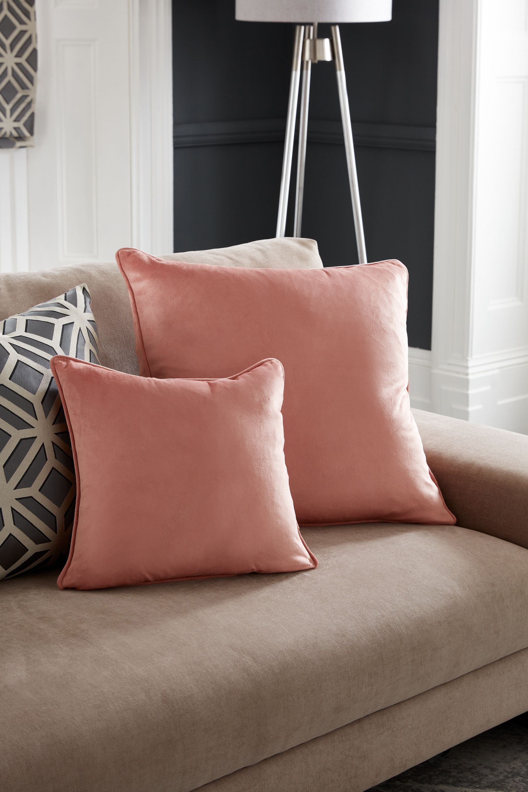 Buy Blush Pink 43 x 43cm Matte Velvet Cushion from the Next UK online shop