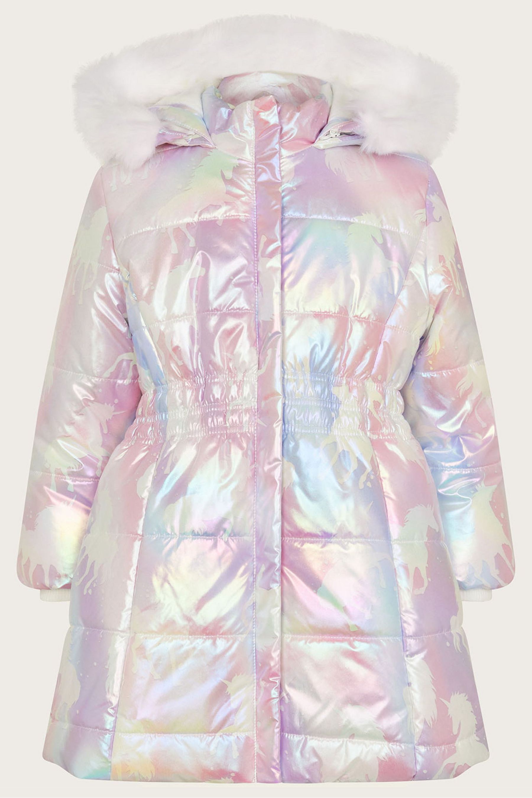 Buy Monsoon Pink Unicorn Metallic Padded Coat with Hood from Next Lithuania