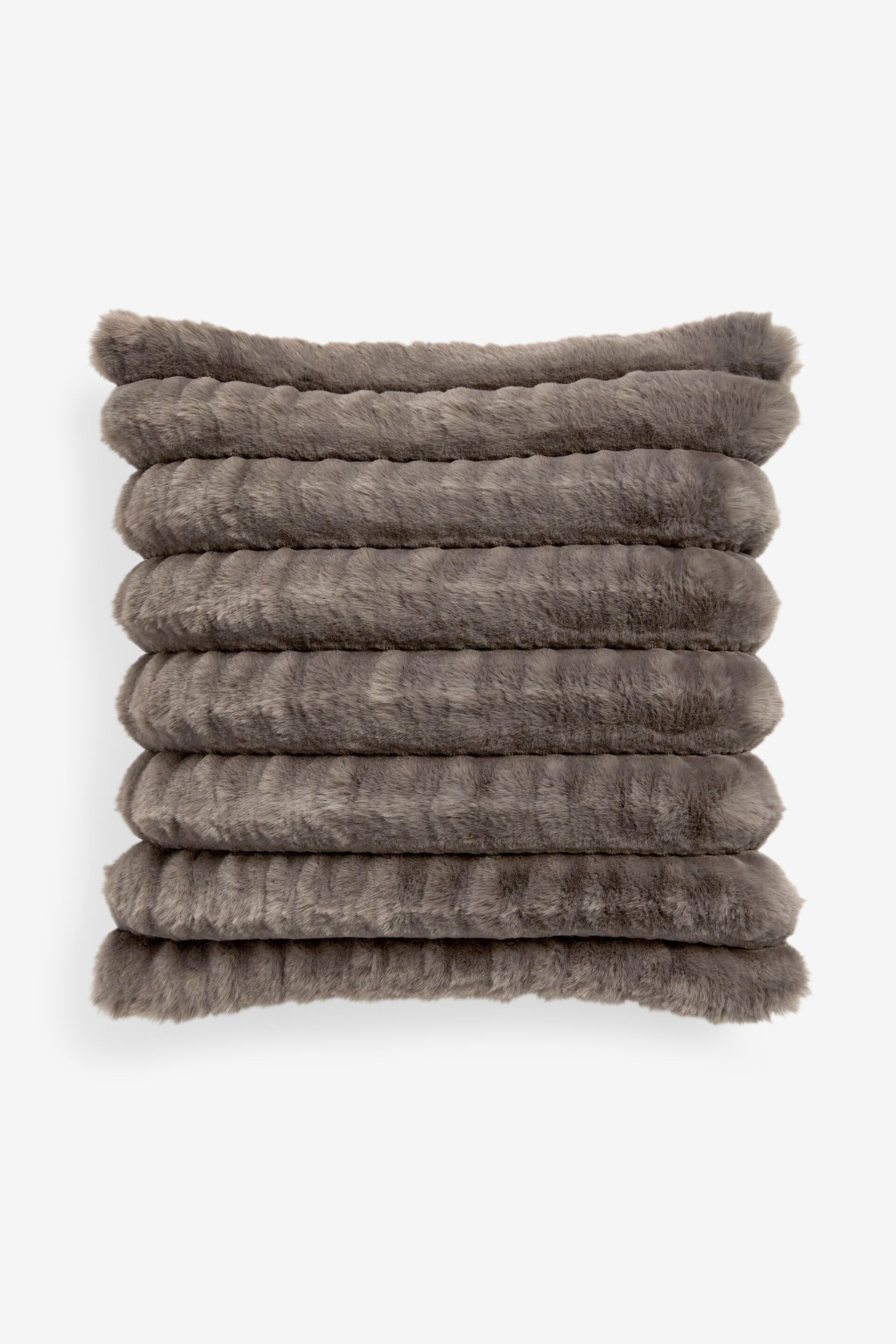 Charcoal Grey Coco Ruched Faux Fur 43 x 43cm Cushion - Image 6 of 6