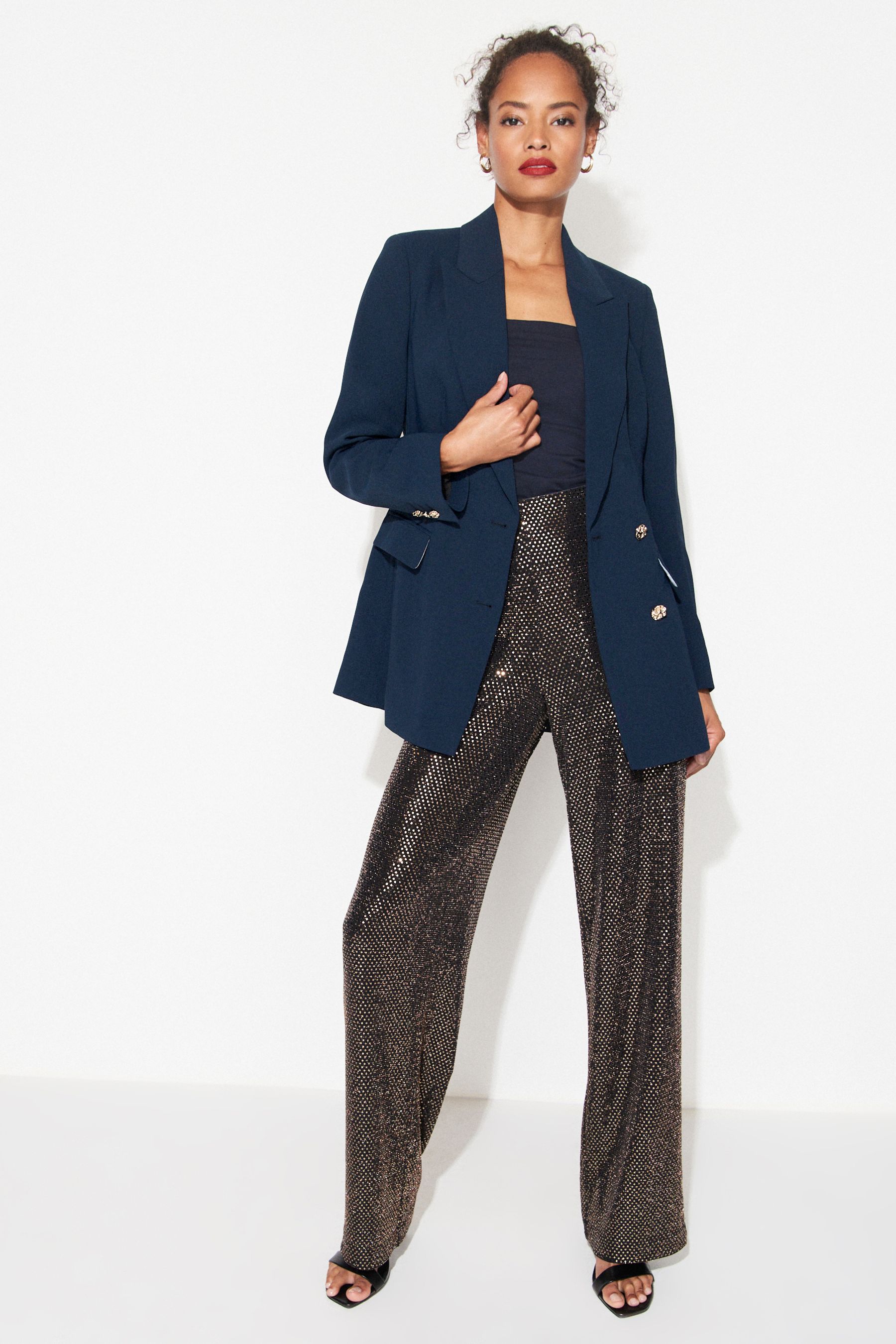 Buy Navy Blue Brush Stroke Print Lining Blazer from Next Ireland