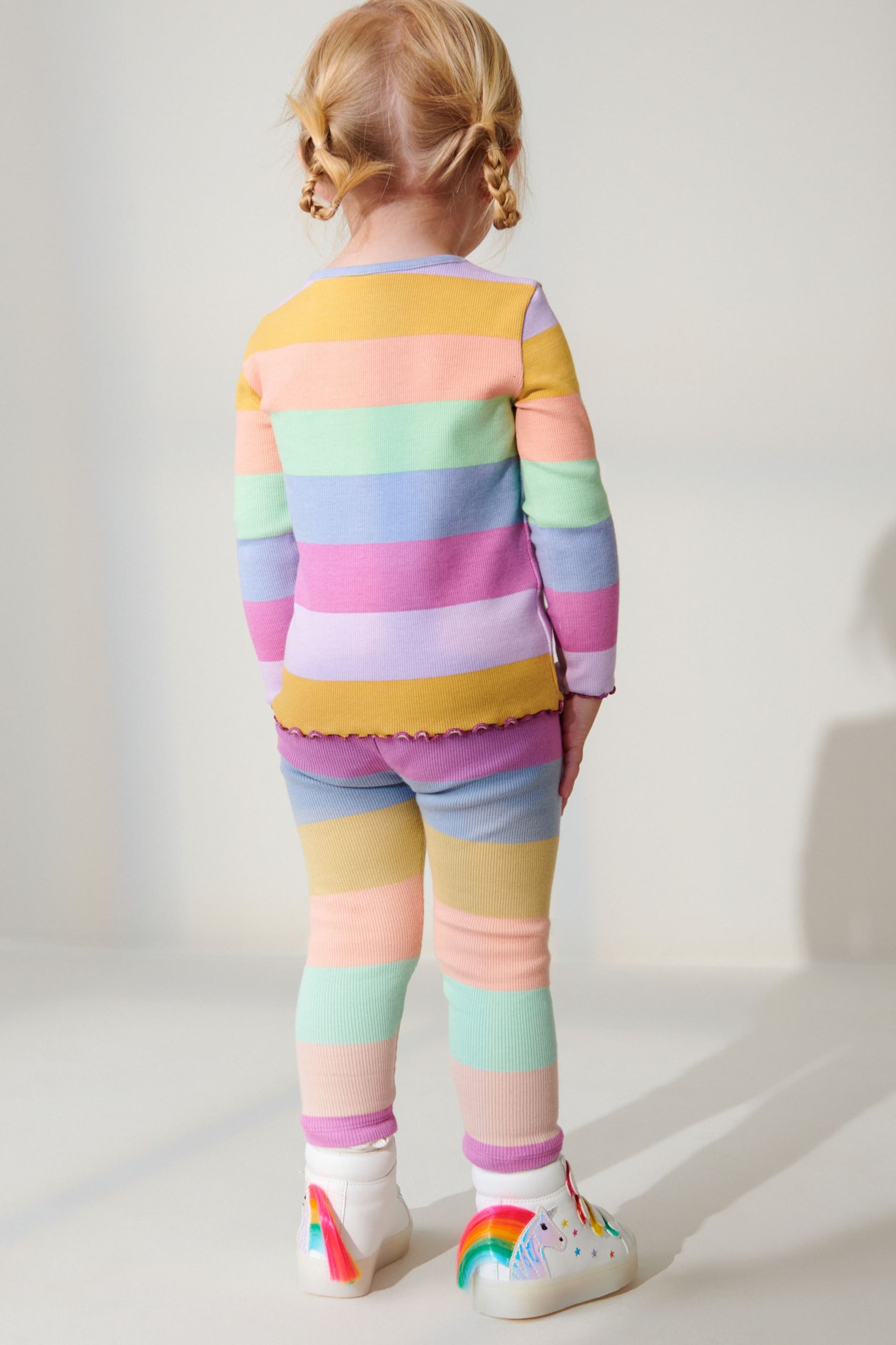 Rainbow Stripe Rib Jersey Leggings (3mths-7yrs) - Image 3 of 6
