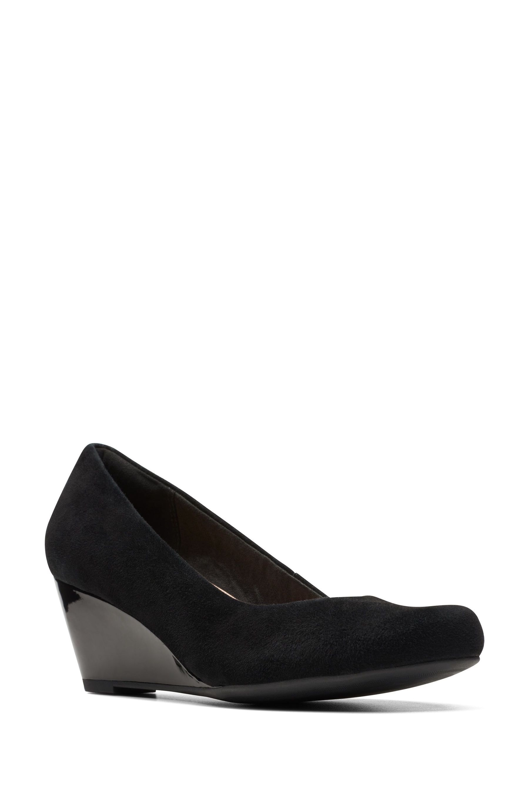 Buy Clarks Dark Black Suede Combi Leather Flores Tulip Shoes from Next Luxembourg