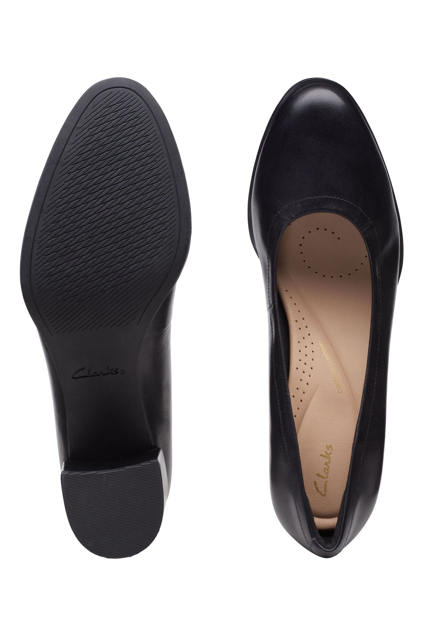 Buy Clarks Black Wide Fit E Leather Court Shoes from Next Luxembourg