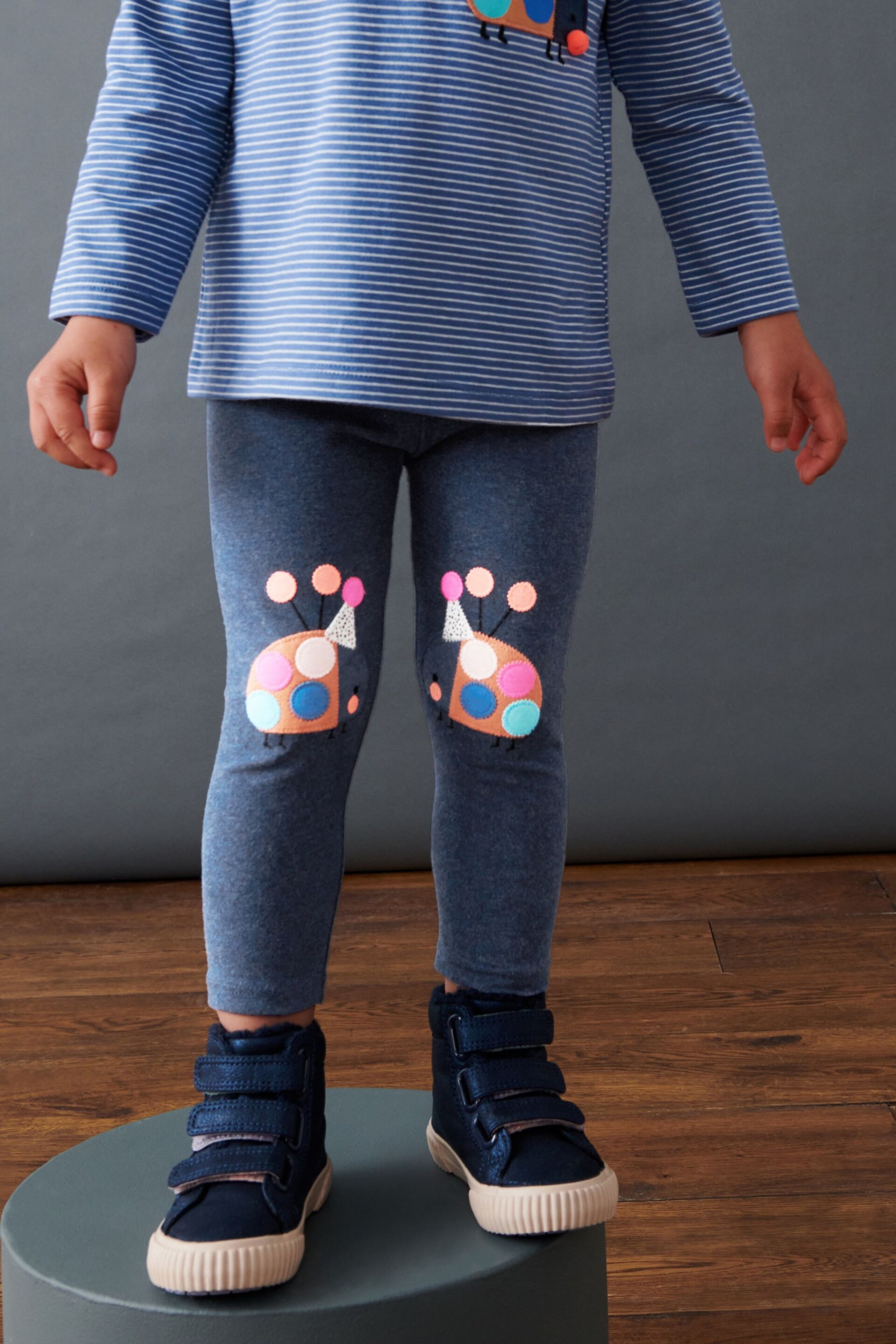 Navy Ladybird Embroidered Leggings (3mths-7yrs) - Image 1 of 6