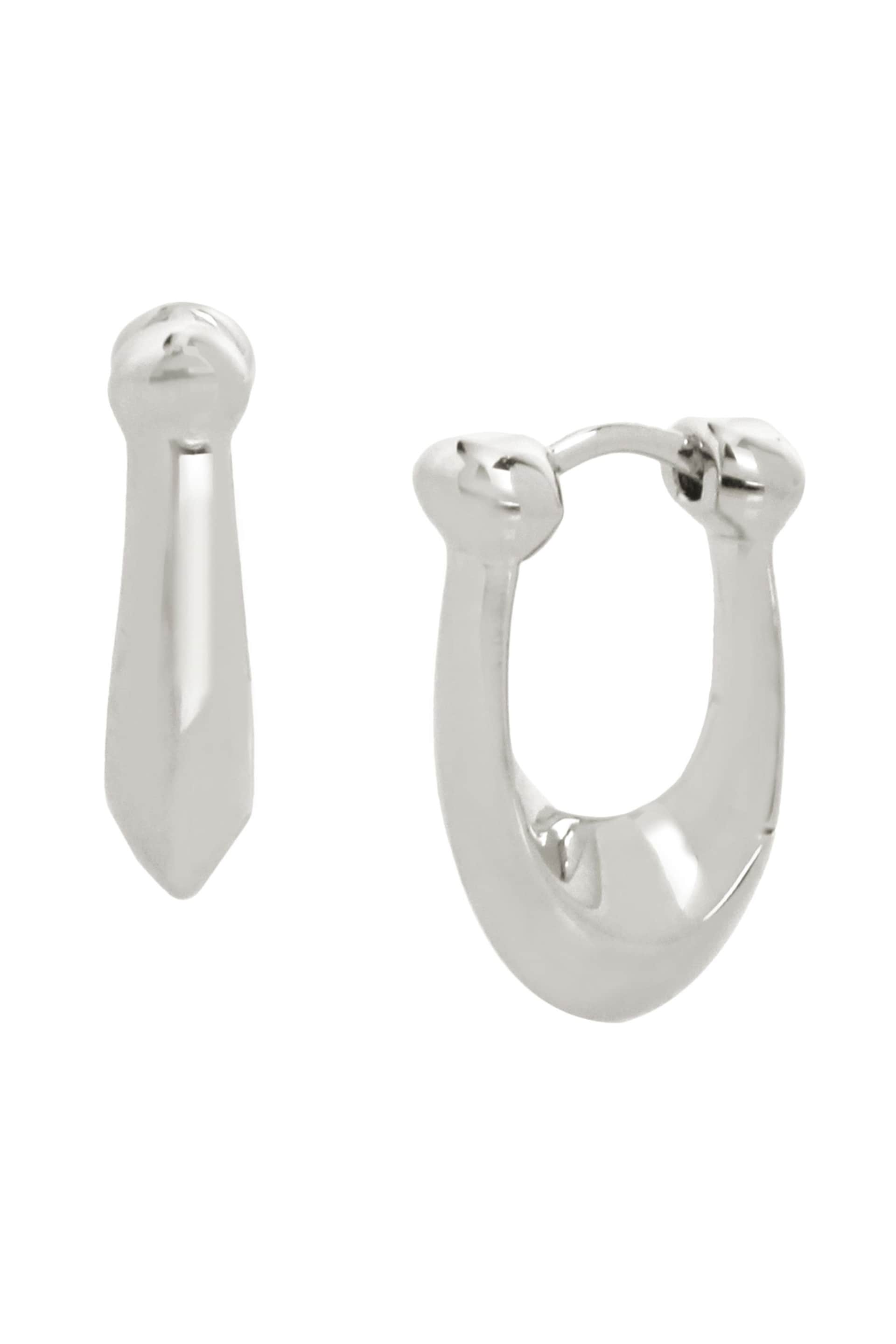 COACH Silver Tone Signature C Huggie Earrings - Image 1 of 3