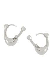 COACH Silver Tone Signature C Huggie Earrings - Image 2 of 3