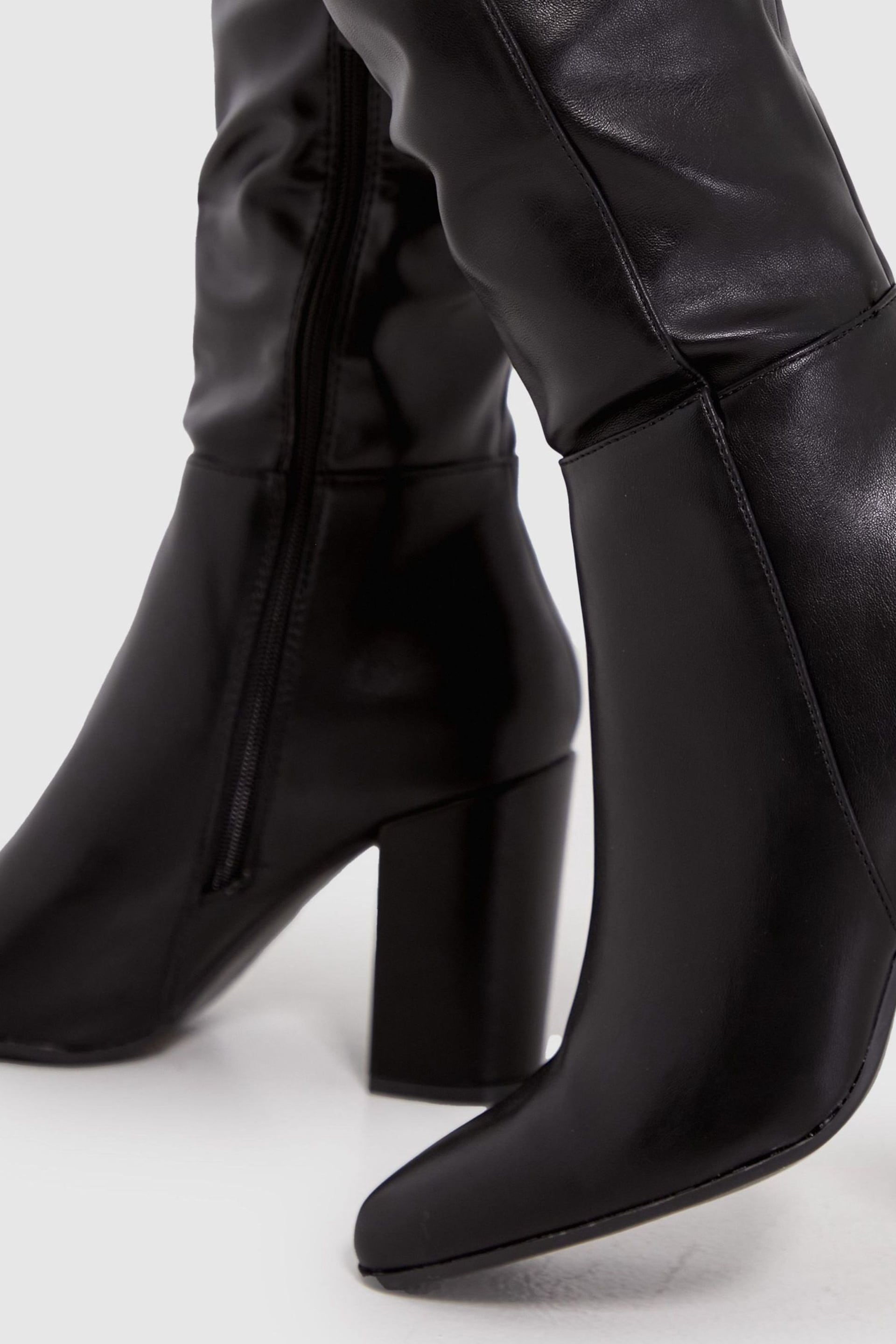 Schuh Black Delta Block Heel Knee Boots - Image 3 of 4