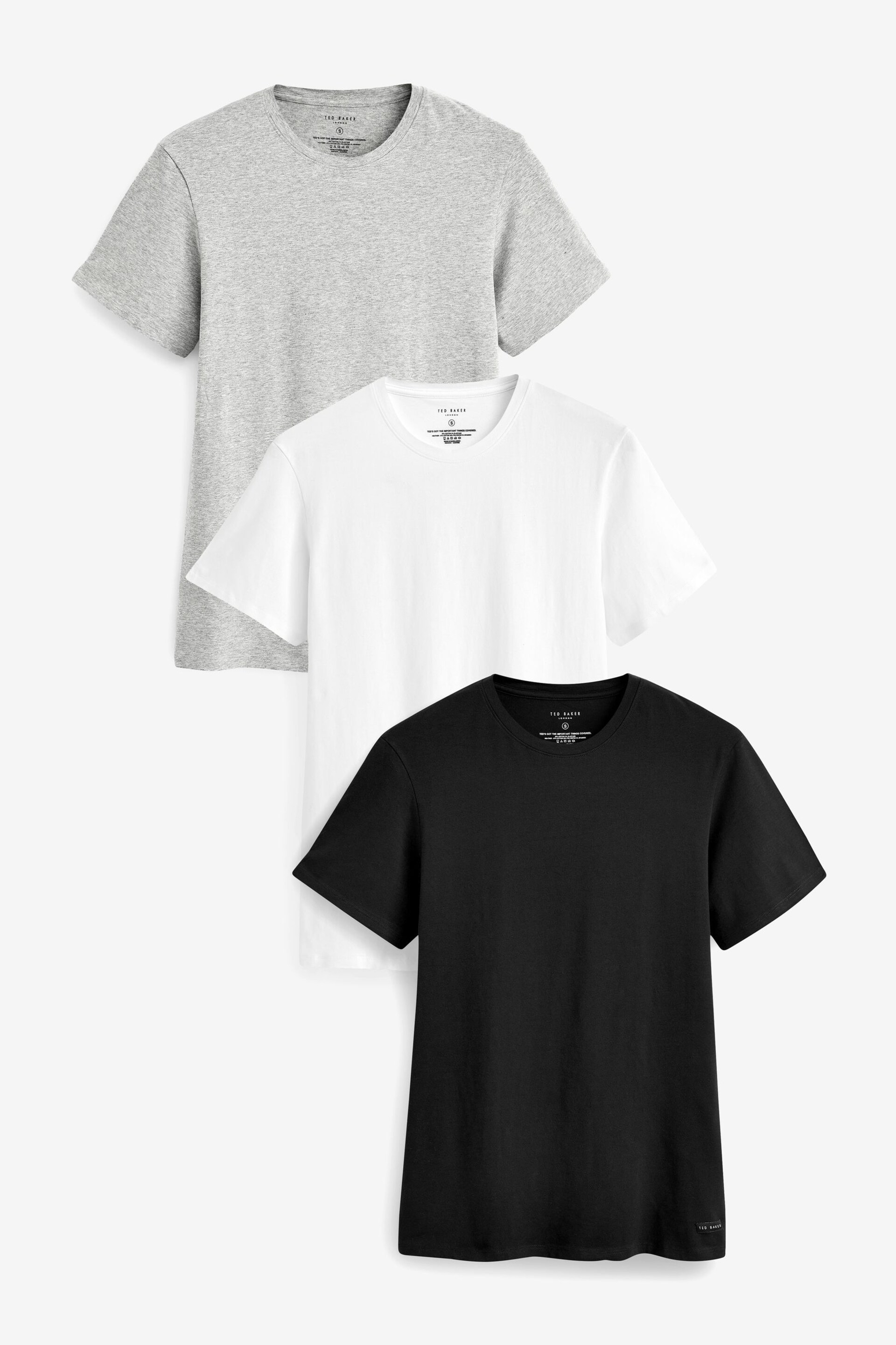 Ted Baker Grey Crew Neck T-Shirts 3 Pack - Image 1 of 9