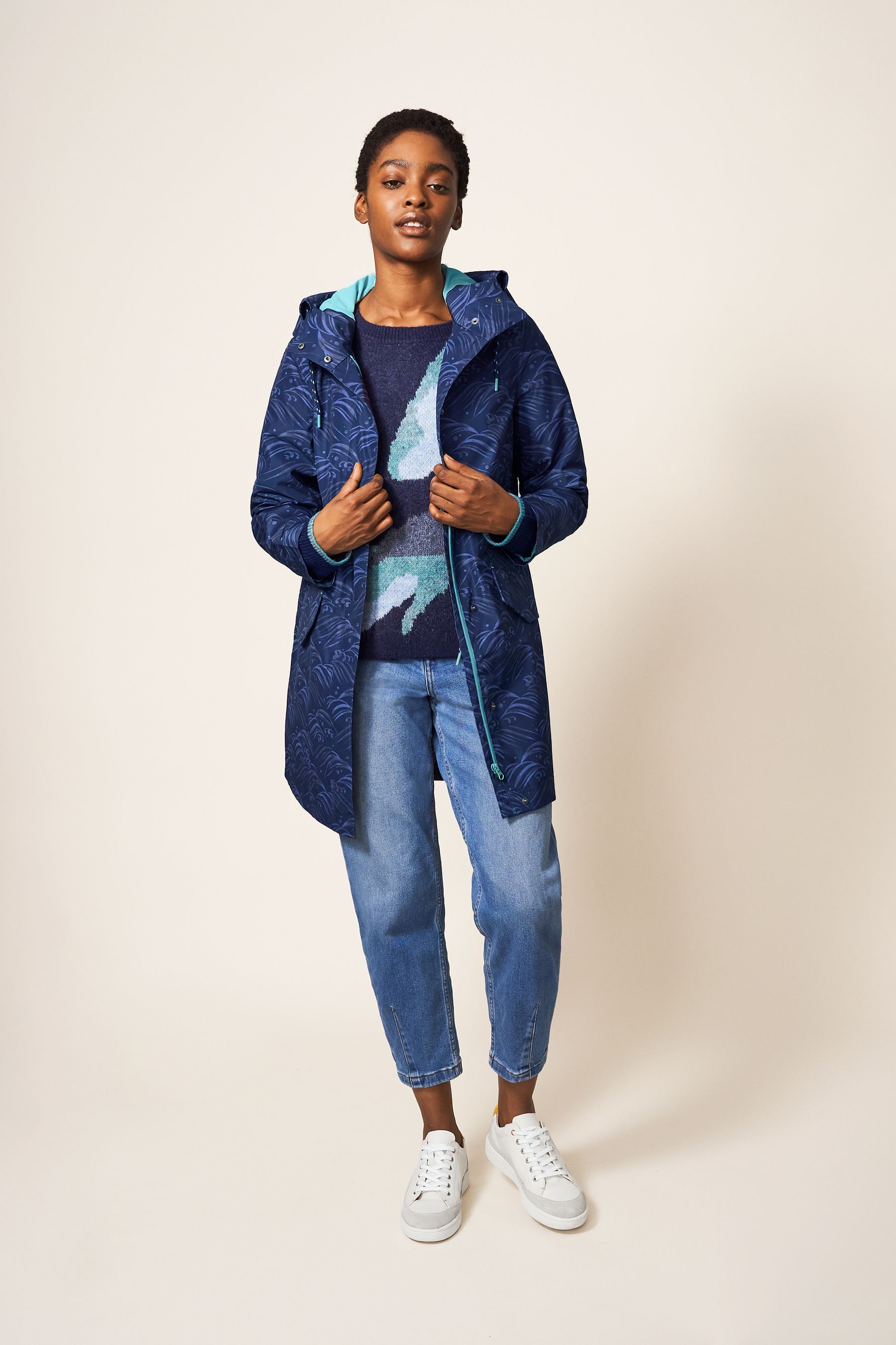 Buy White Stuff Blue Scarlett Printed Rain Mac from Next Ireland
