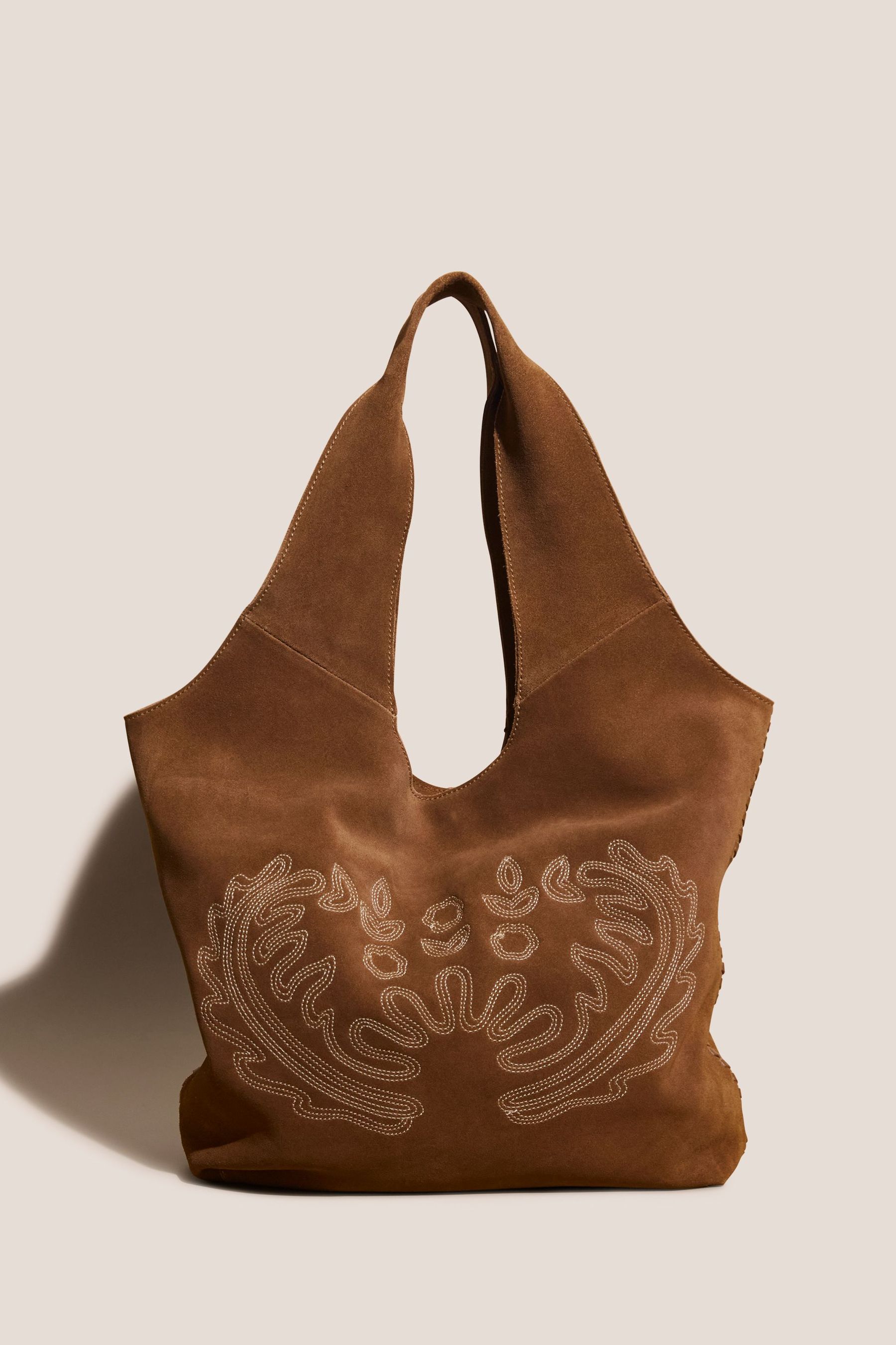 Buy White Stuff Brown Embroidered Slouch Tote Bag from Next Luxembourg