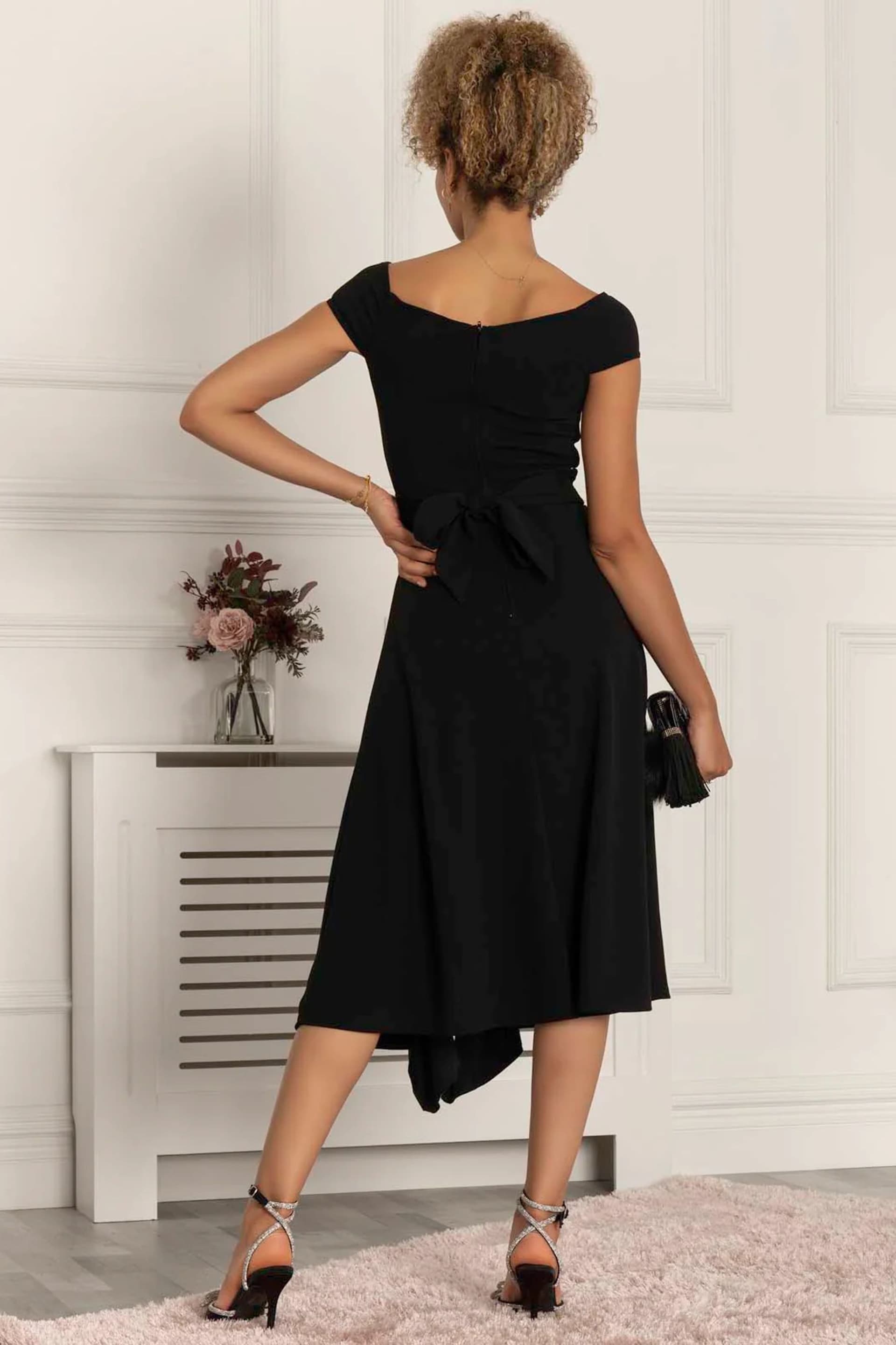 Jolie Moi Black Desiree Frill Fit & Flare Dress - Image 2 of 7