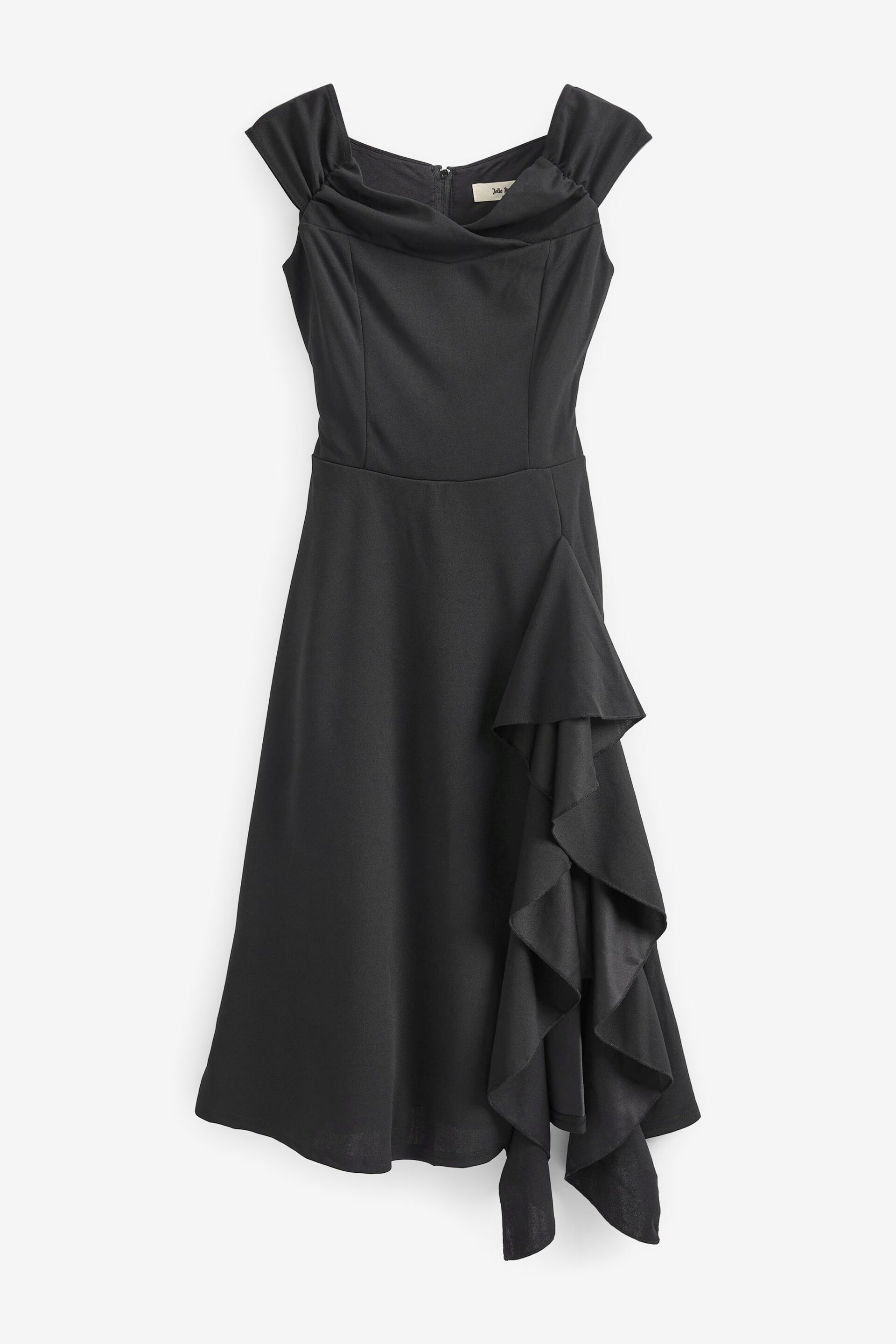 Jolie Moi Black Desiree Frill Fit & Flare Dress - Image 7 of 7