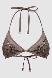 Reiss Mink Tyra Embellished Halter Bikini Top - Image 2 of 6