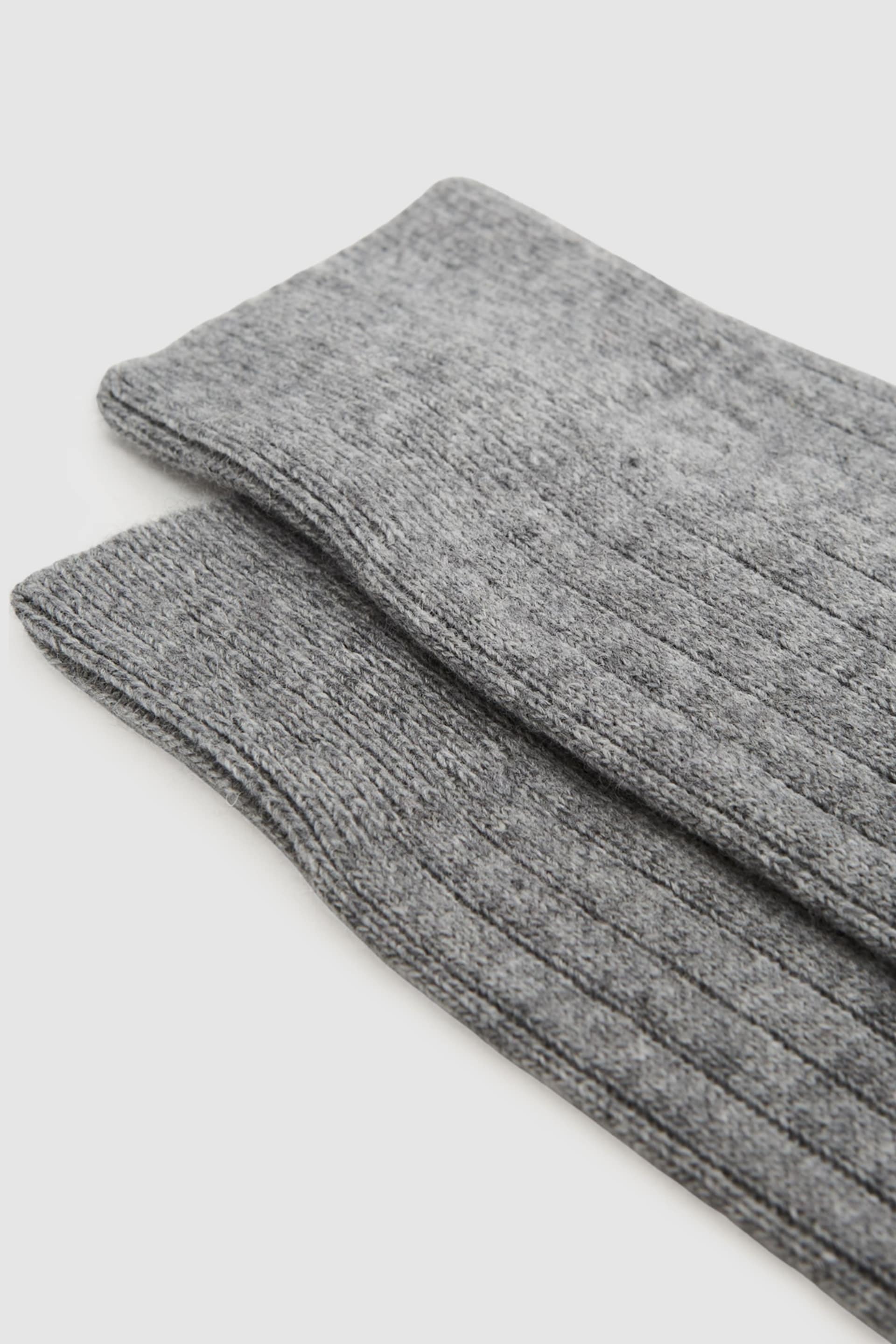 Reiss Soft Grey Cirby Wool-Cashmere Blend Ribbed Socks - Image 2 of 3