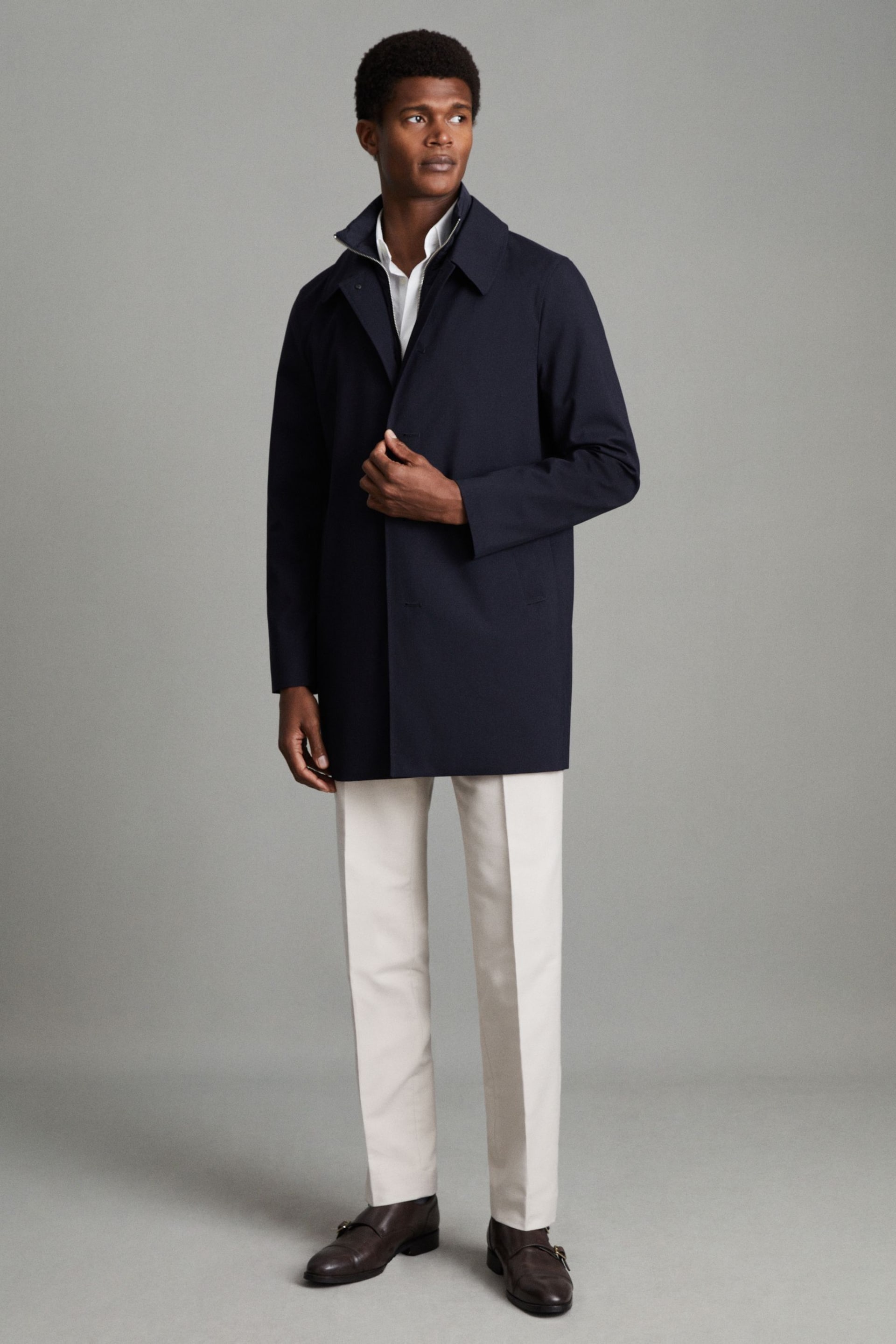 Reiss Navy Perrin Jacket With Removable Funnel-Neck Insert - Image 3 of 8