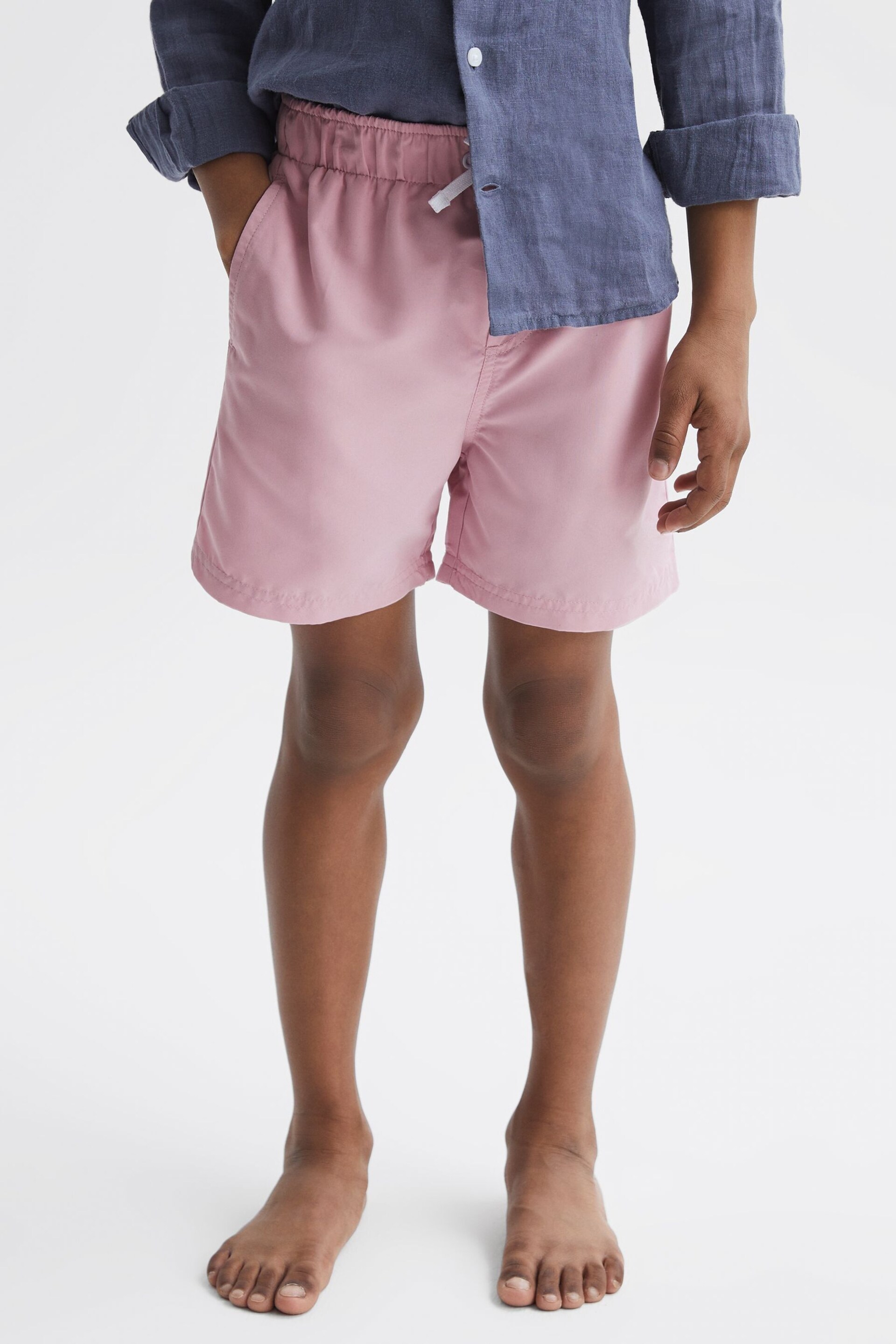 Reiss Soft Pink Wave Senior Plain Drawstring Swim Shorts - Image 3 of 7