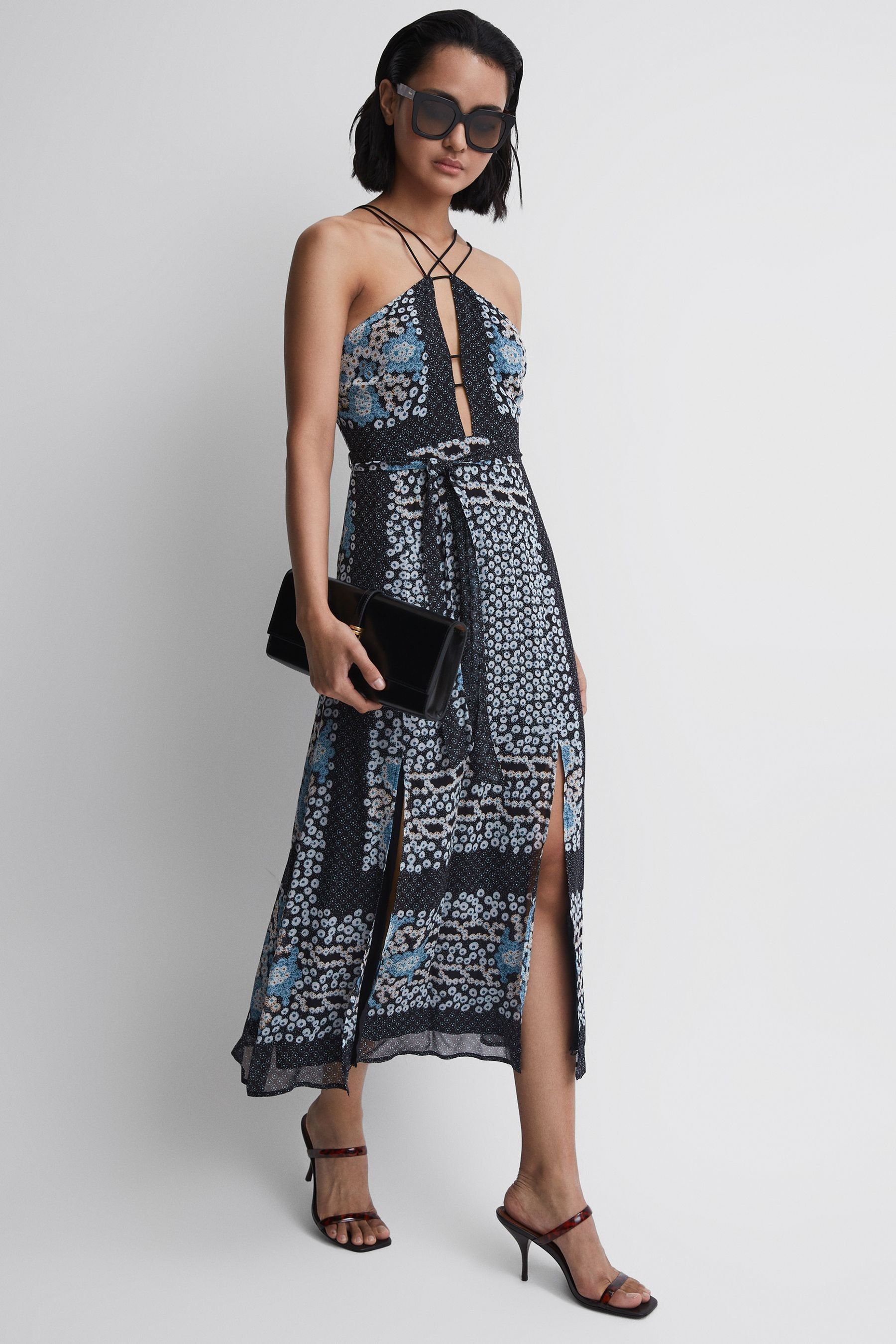 Reiss blue floral dress discount