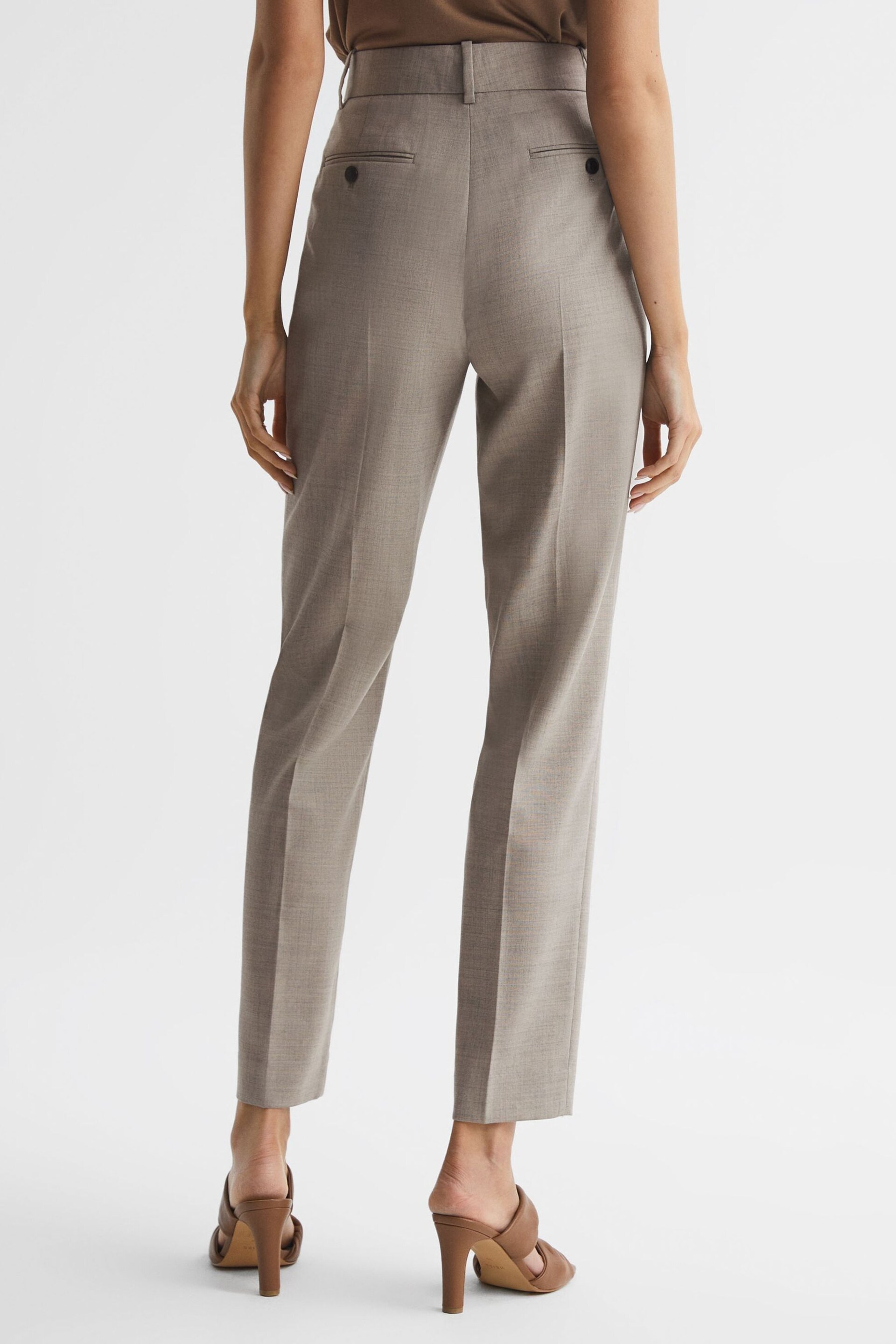 Reiss Oatmeal Emily Straight Leg Tailored Trousers - Image 5 of 6
