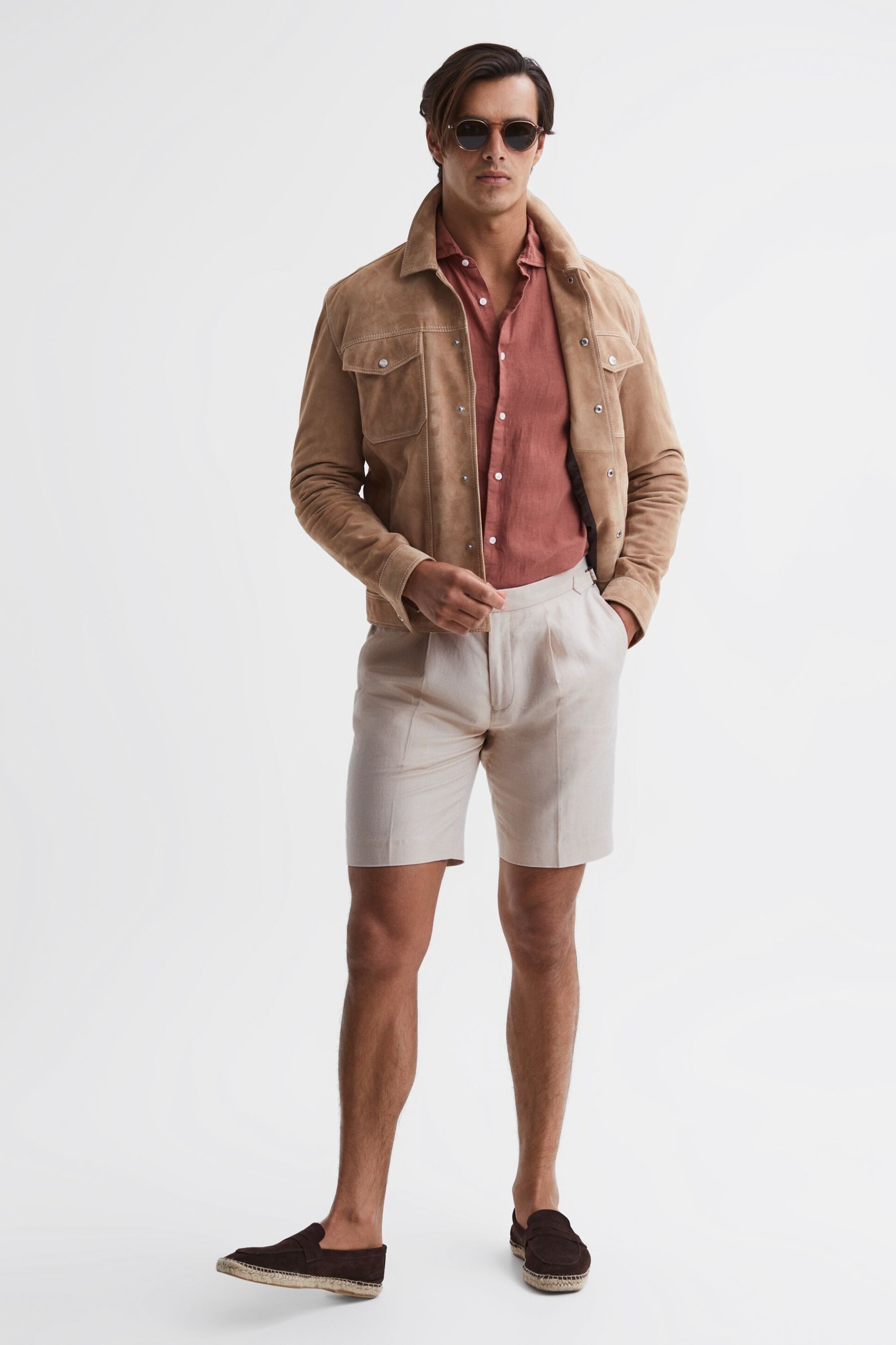Reiss Stone Path Cotton-Linen Blend Chino Shorts - Image 3 of 6
