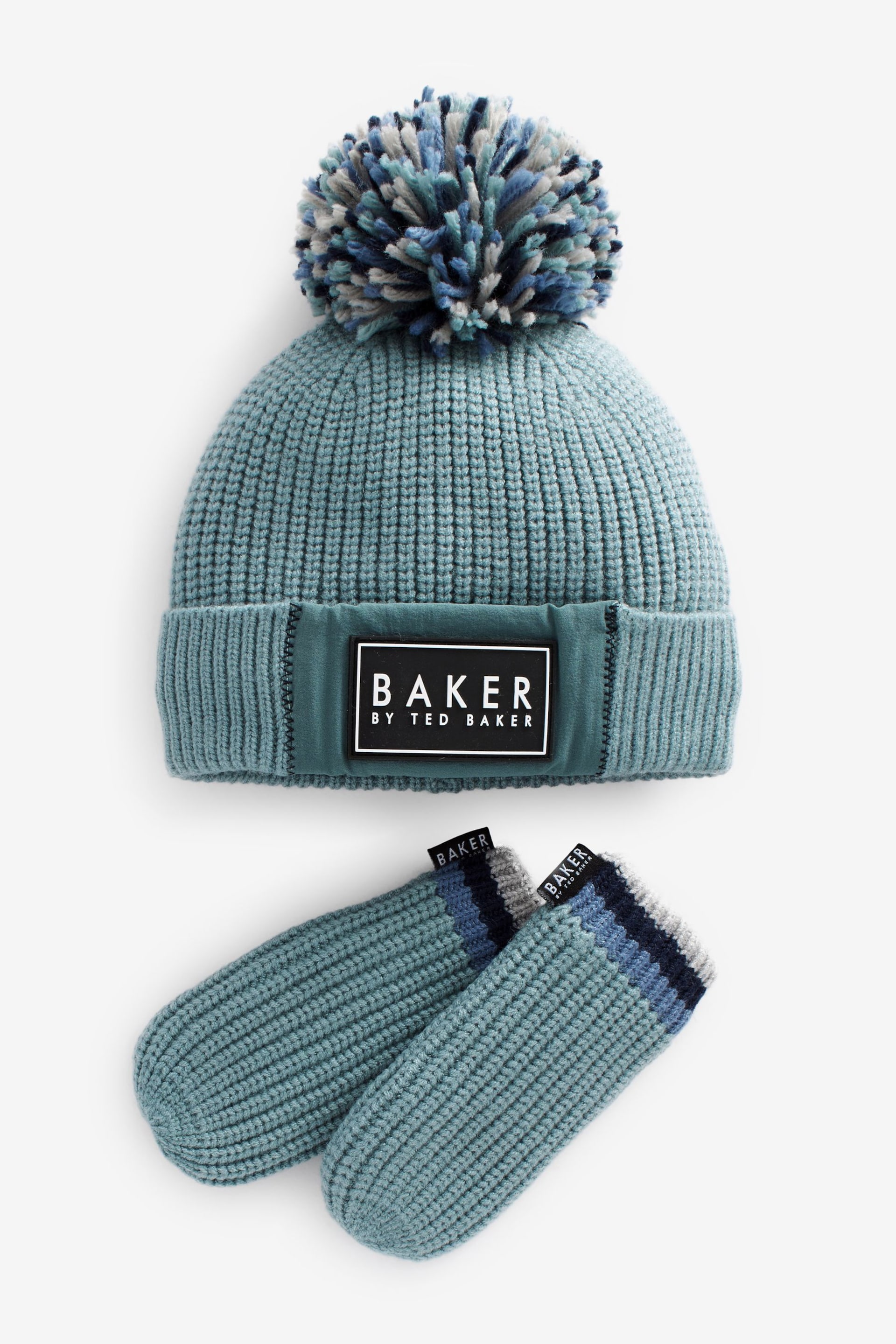 Baker by Ted Baker Boys Pom Hat and Mittens Set - Image 3 of 4