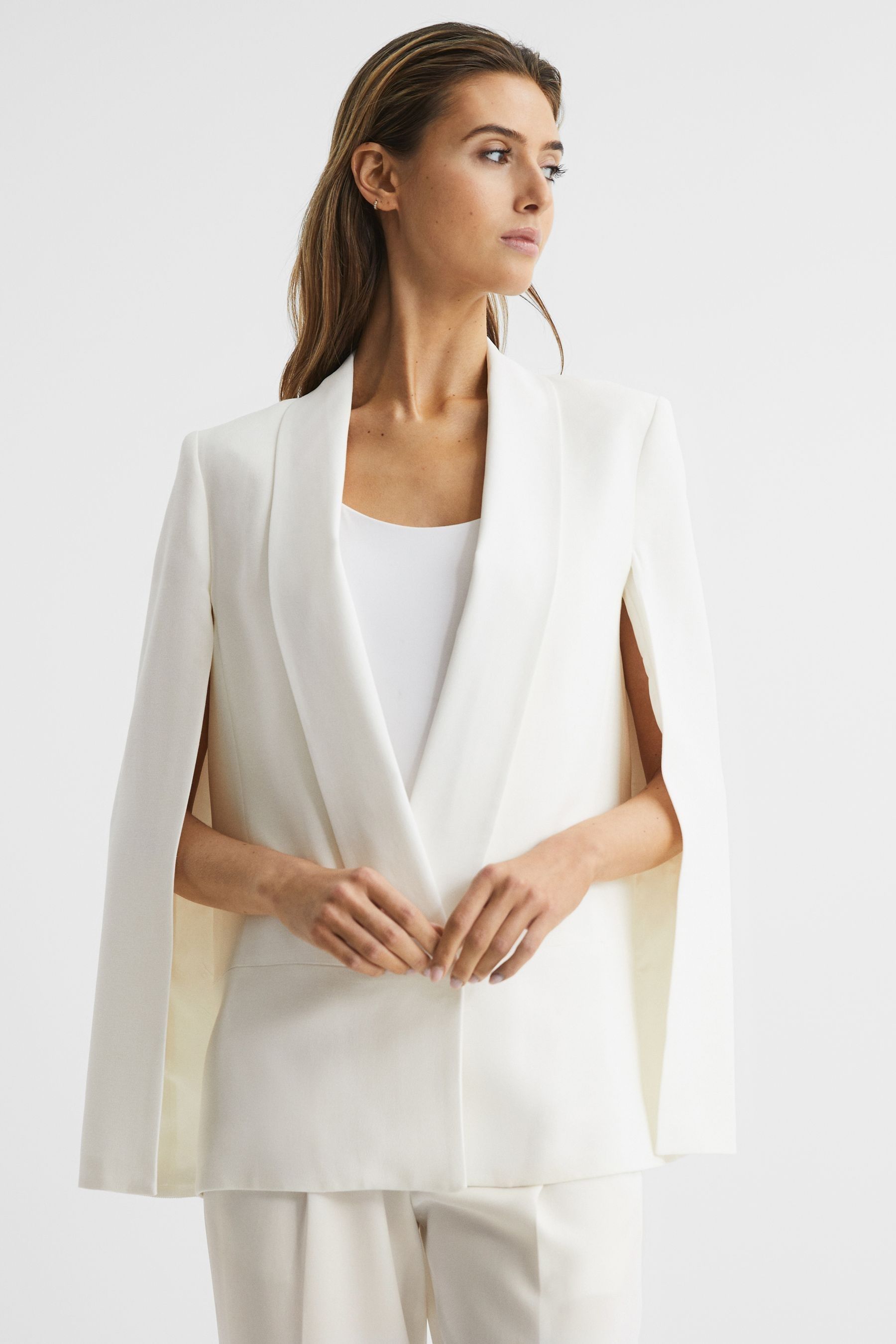 Tuxedo cape blazer top