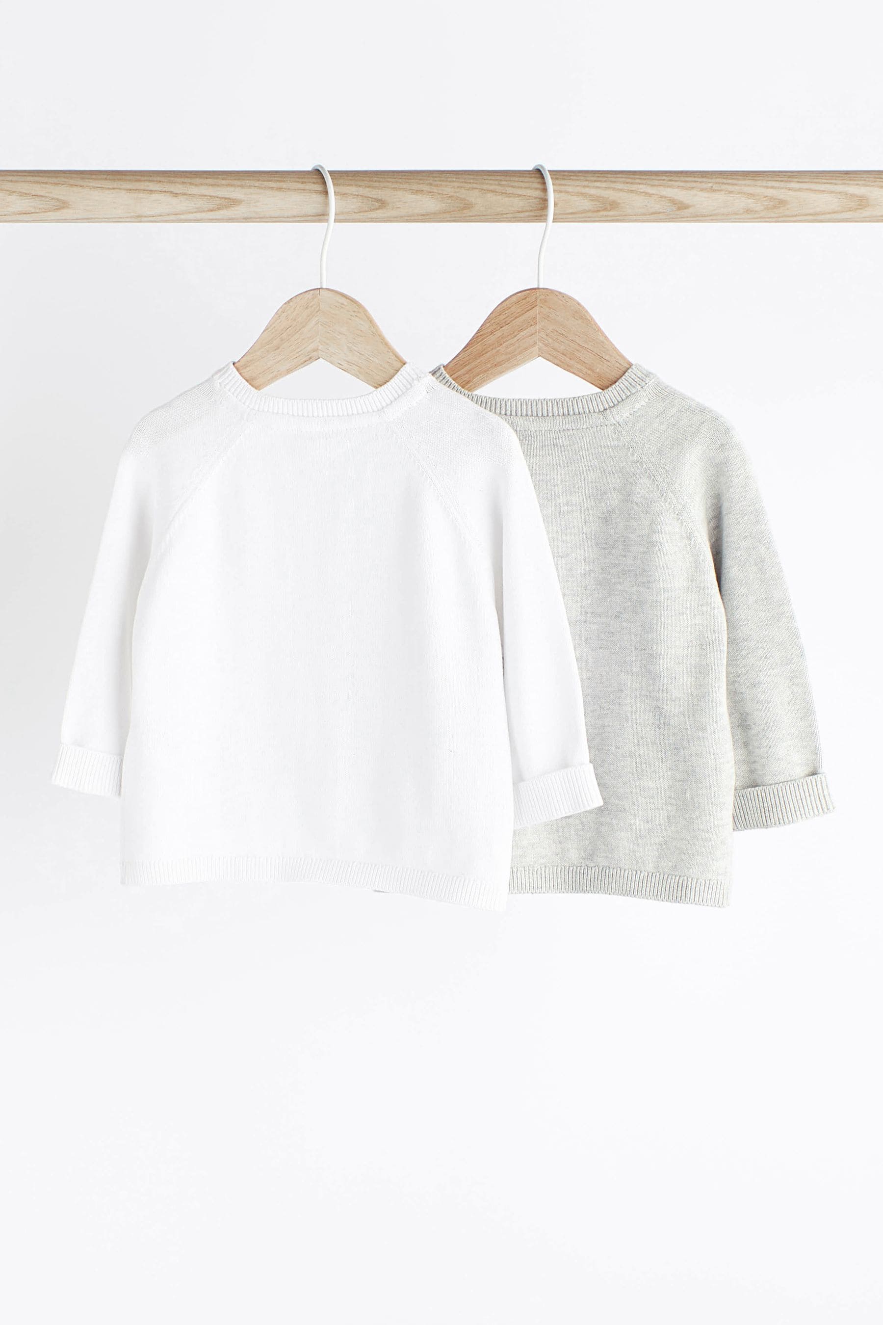 Buy Grey White 100 Cotton Knitted Baby Cardigans 2 Pack from the Next UK online shop