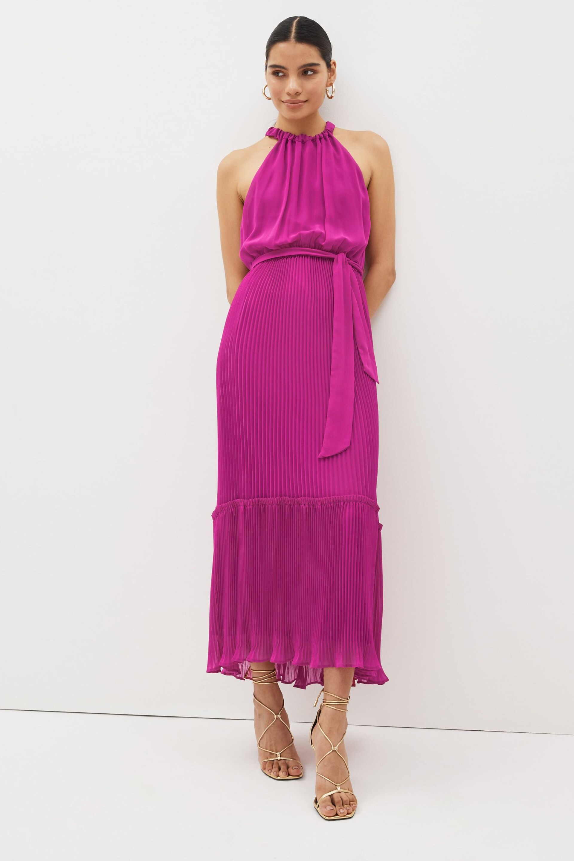 Emme Marella Pink Sleevless Draped Maxi Dress - Image 1 of 5